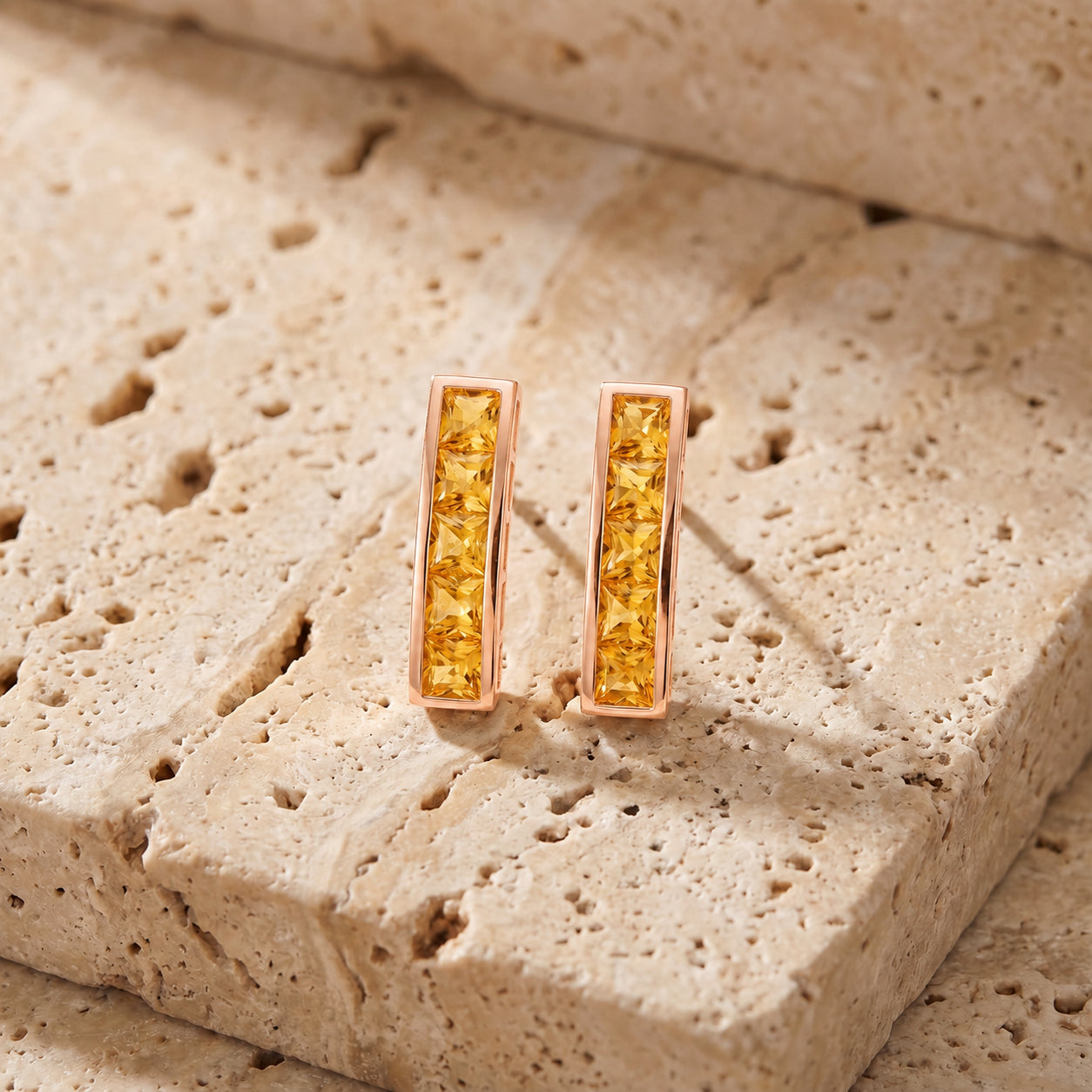 Rose Gold Bloom Earrings Citrine 10K — Paola