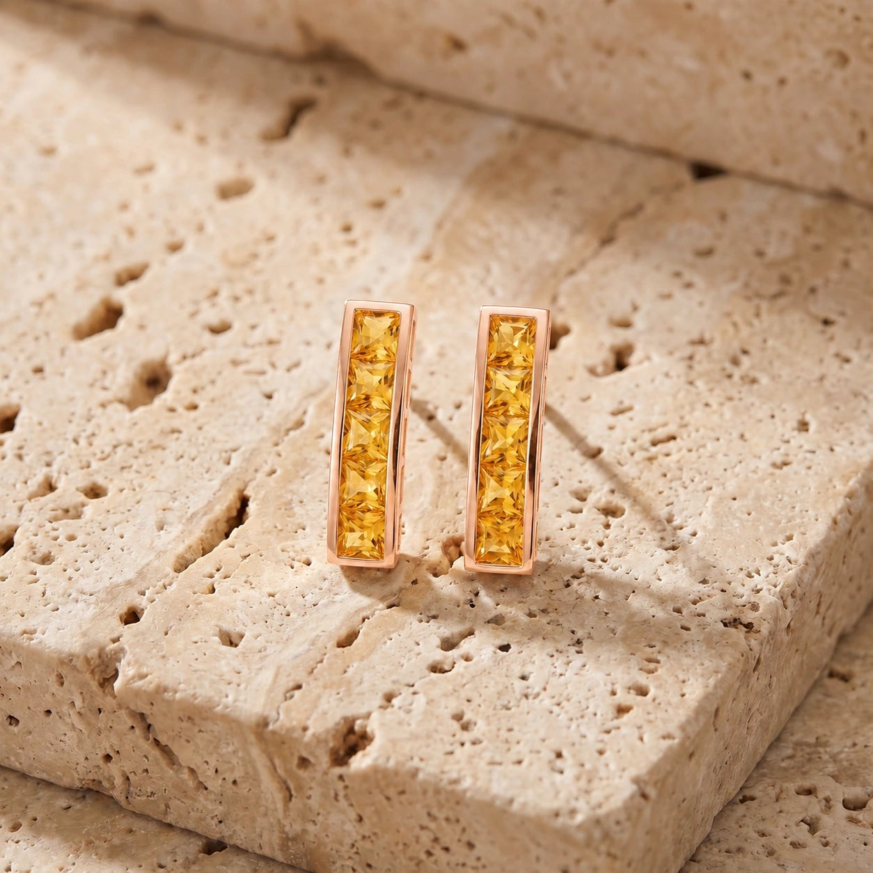 Rose Gold Bloom Earrings Citrine 10K — Paola