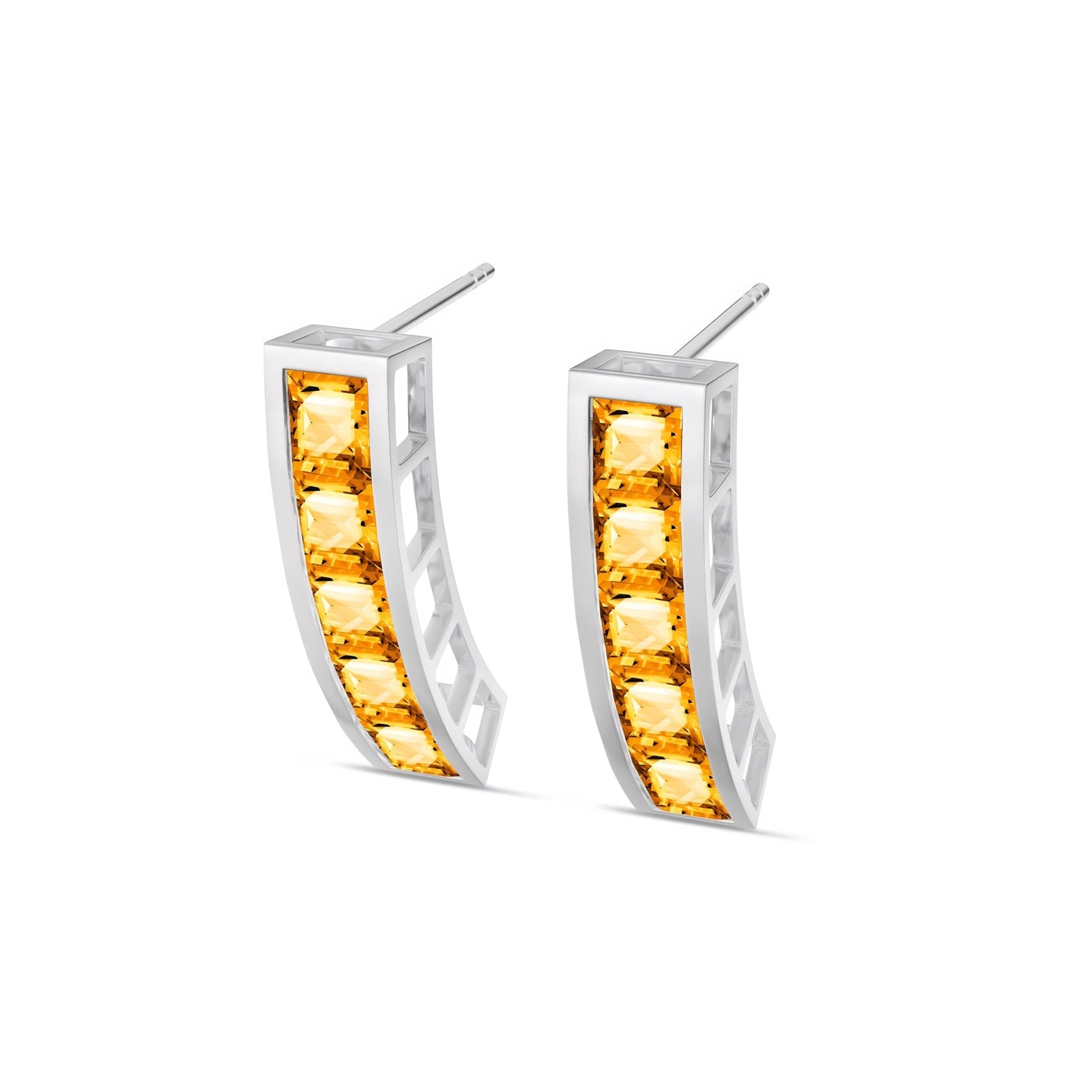White Gold Bloom Earrings Citrine 10K — Paola