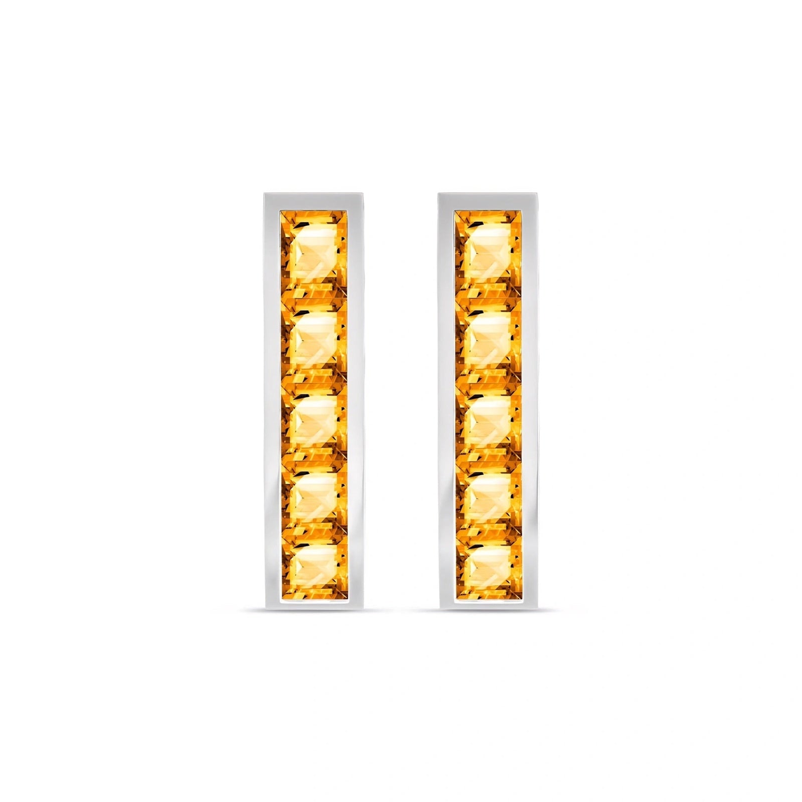 White Gold Bloom Earrings Citrine 10K — Paola