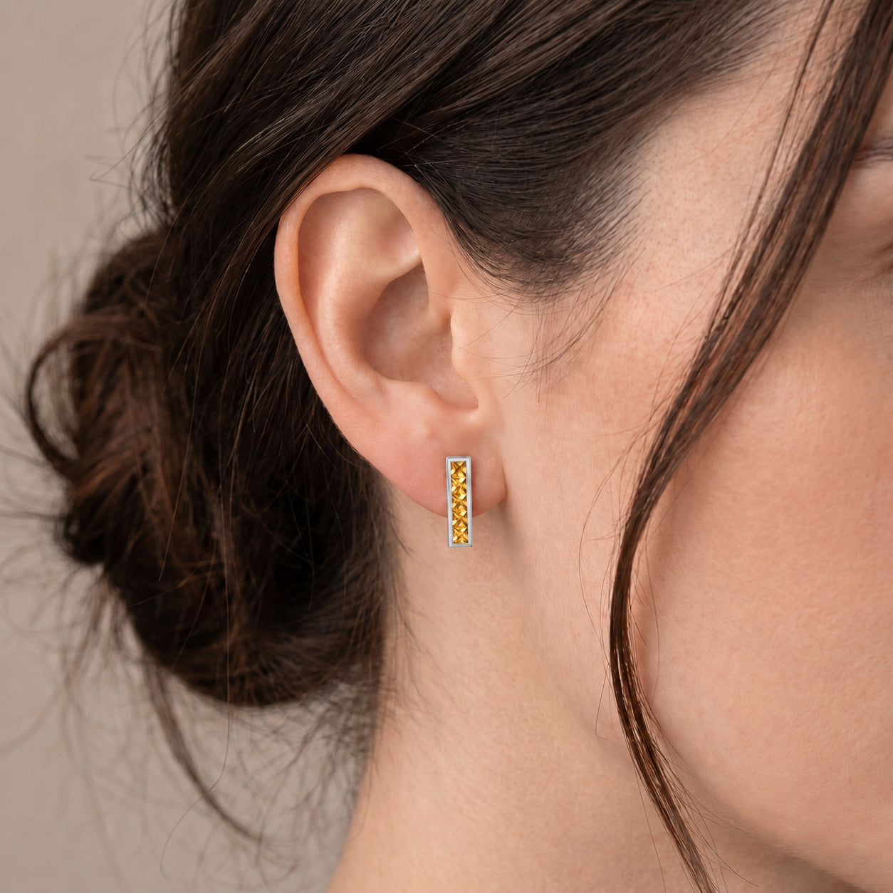 White Gold Bloom Earrings Citrine 10K — Paola