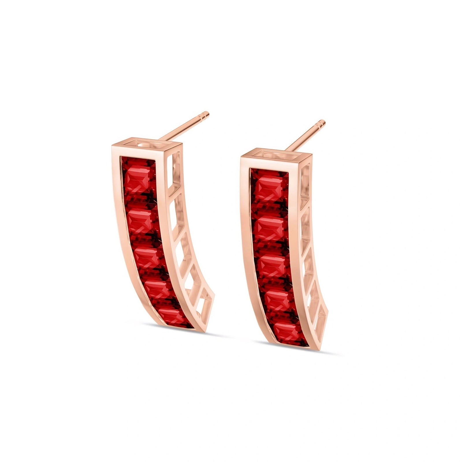 Rose Gold Bloom Earrings Garnet 10K — Paola