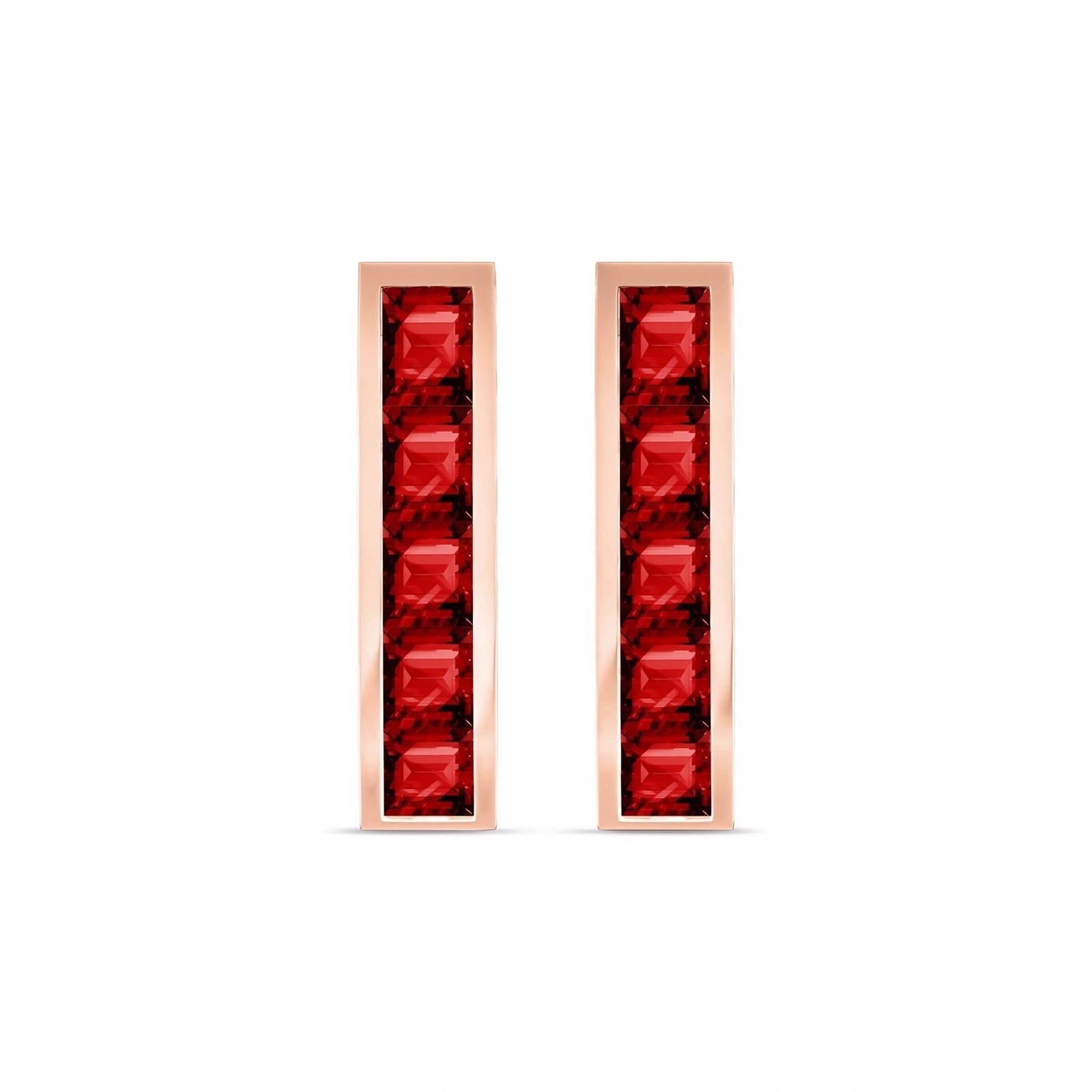 Rose Gold Bloom Earrings Garnet 10K — Paola