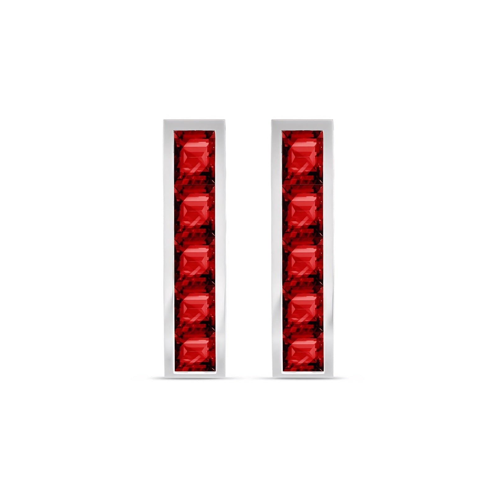 White Gold Bloom Earrings Garnet 10K — Paola