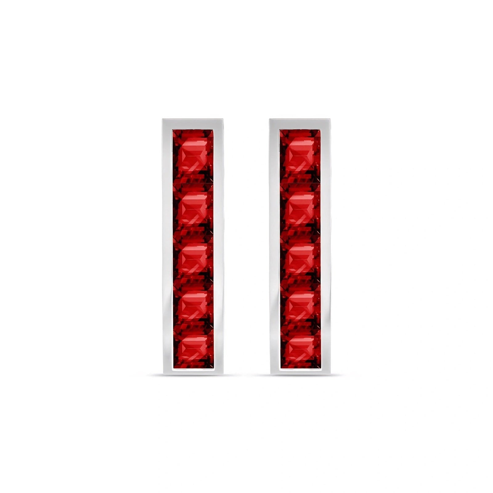 White Gold Bloom Earrings Garnet 10K — Paola