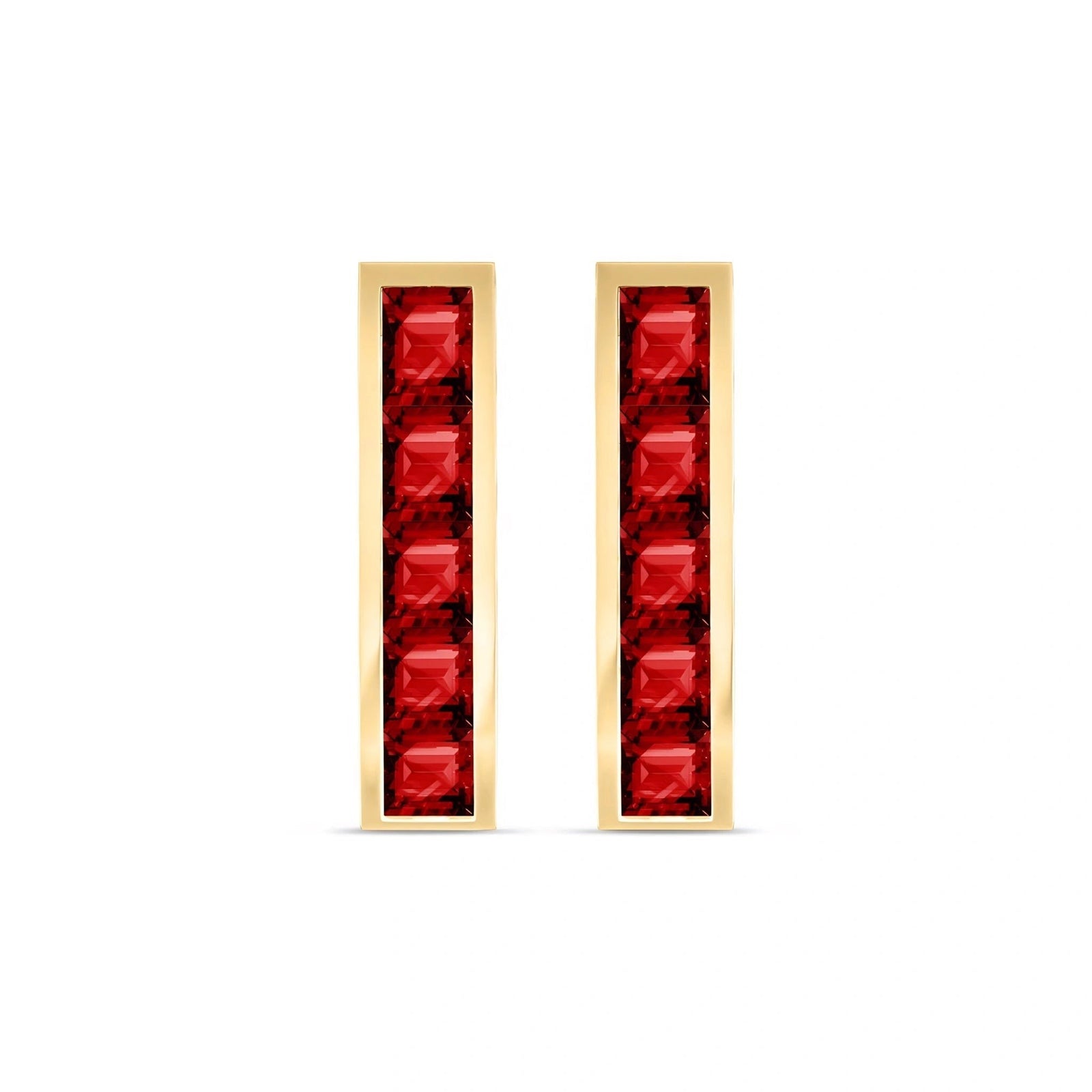 Yellow Gold Bloom Earrings Garnet 10K — Paola