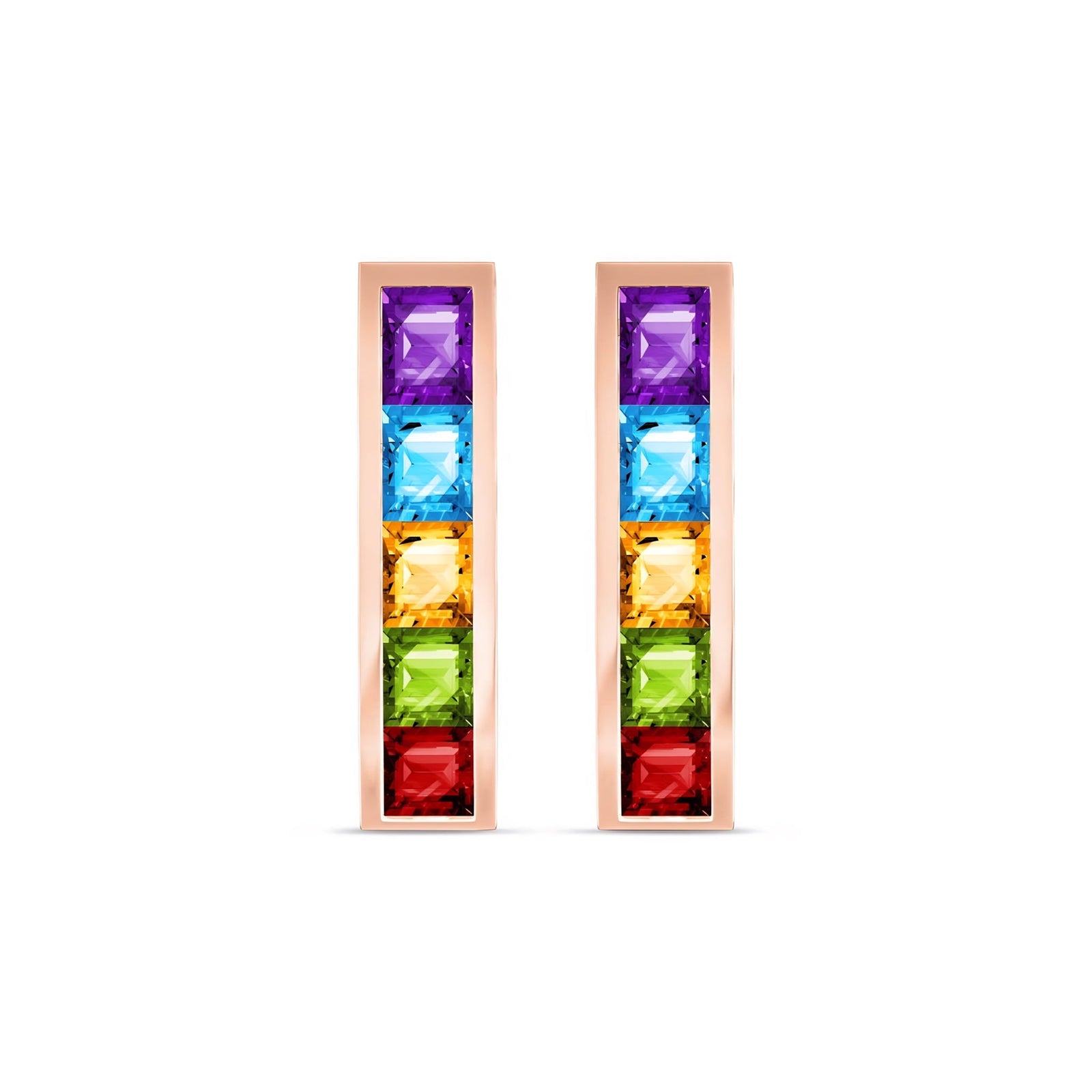 Rose Gold Bloom Earrings Multi-Gemstone 10K — Paola