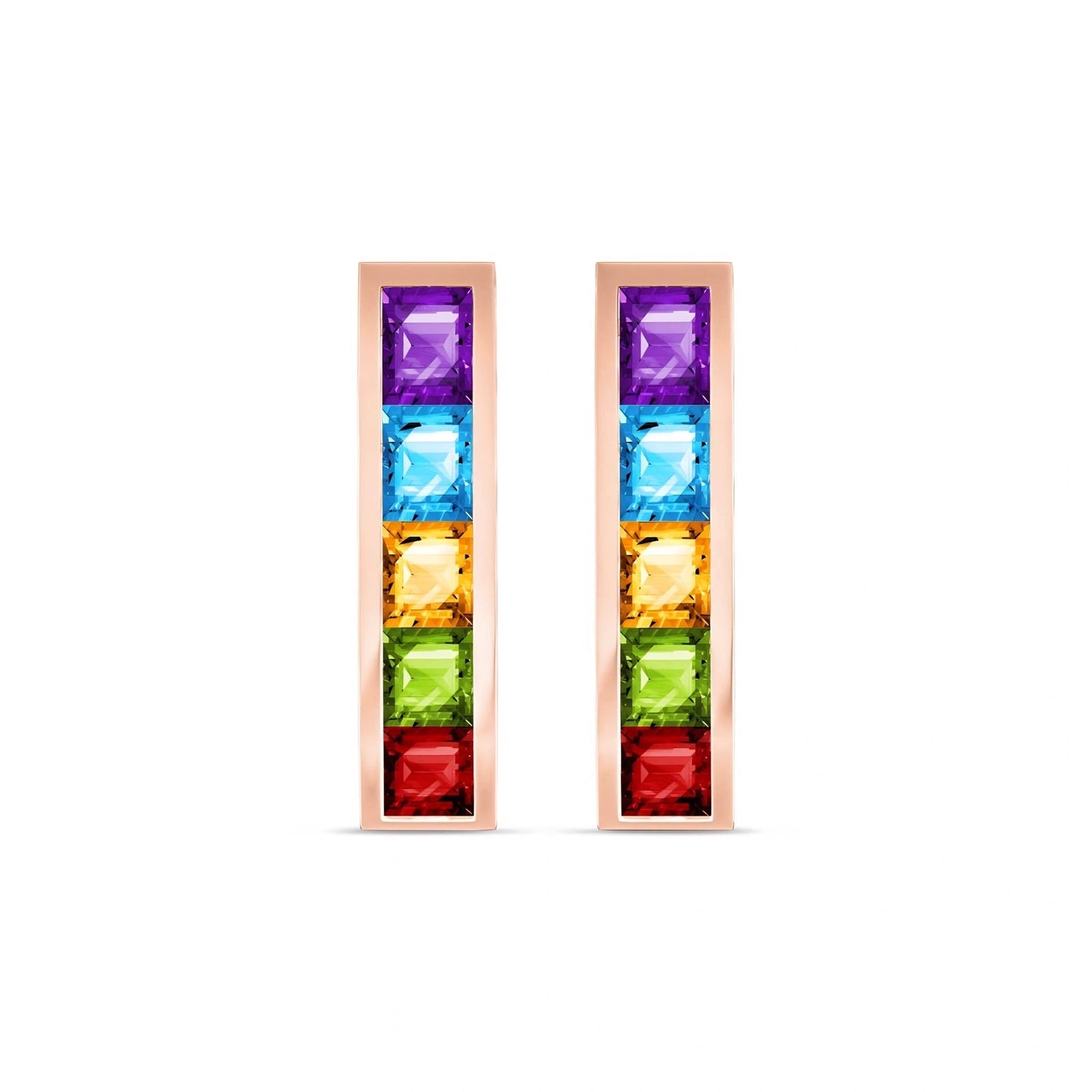 Rose Gold Bloom Earrings Multi-Gemstone 10K — Paola