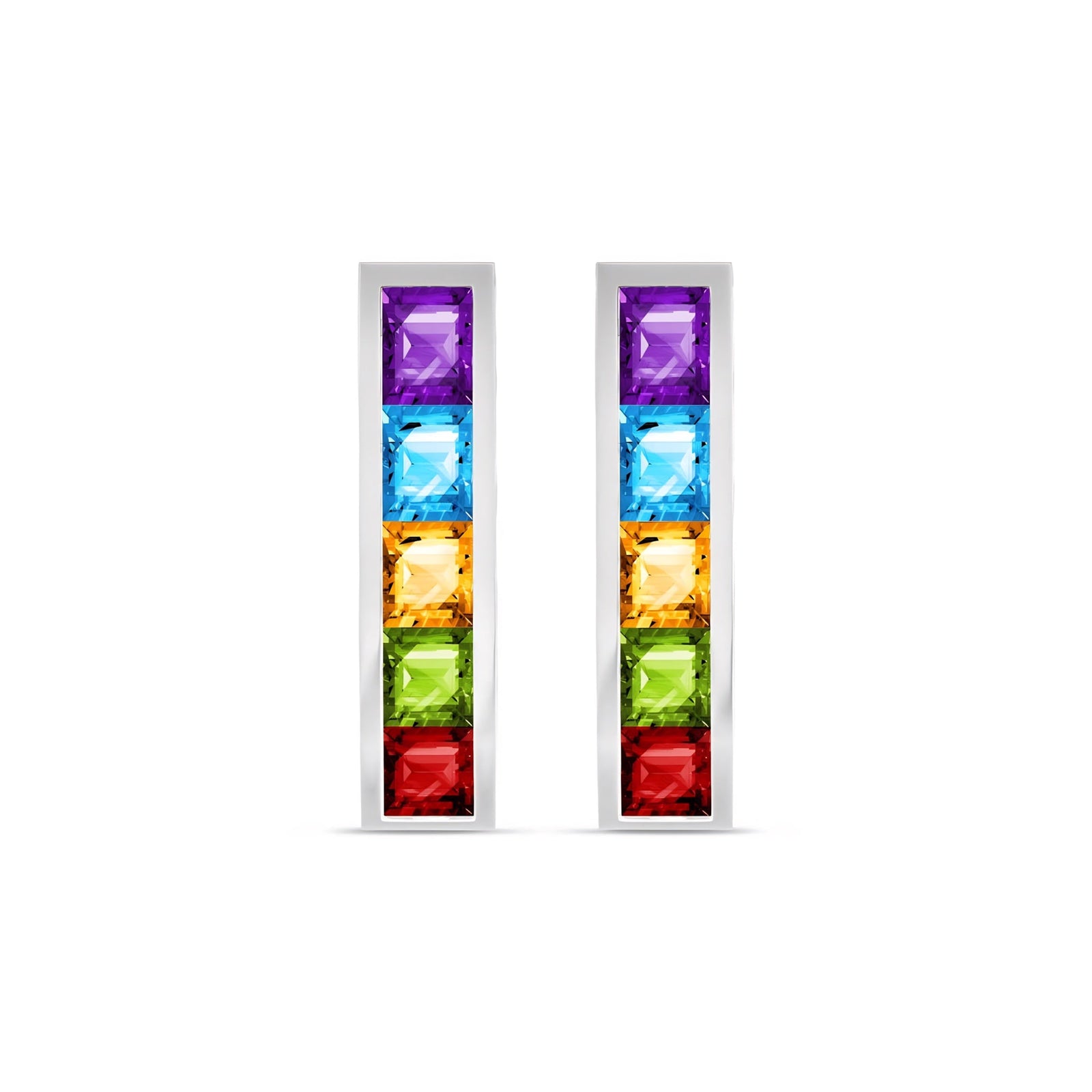 White Gold Bloom Earrings Multi-Gemstone 10K — Paola