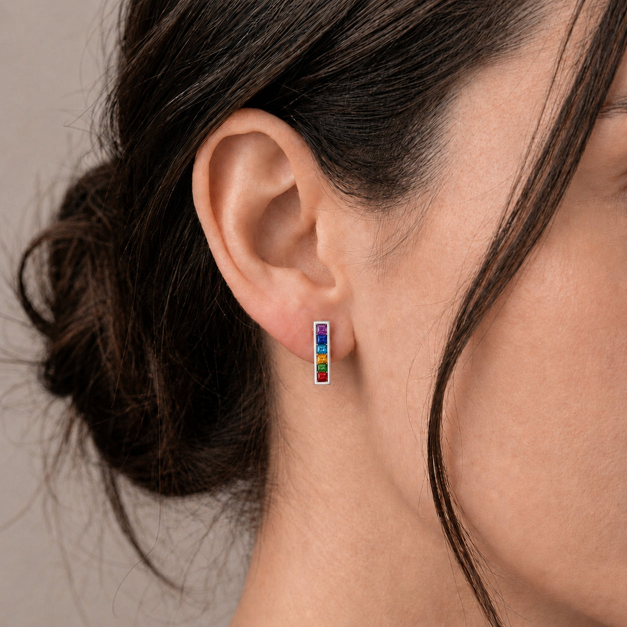 White Gold Bloom Earrings Multi-Gemstone 10K — Paola