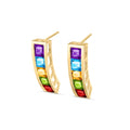 Yellow Gold Bloom Earrings Multi-Gemstone 10K — Paola