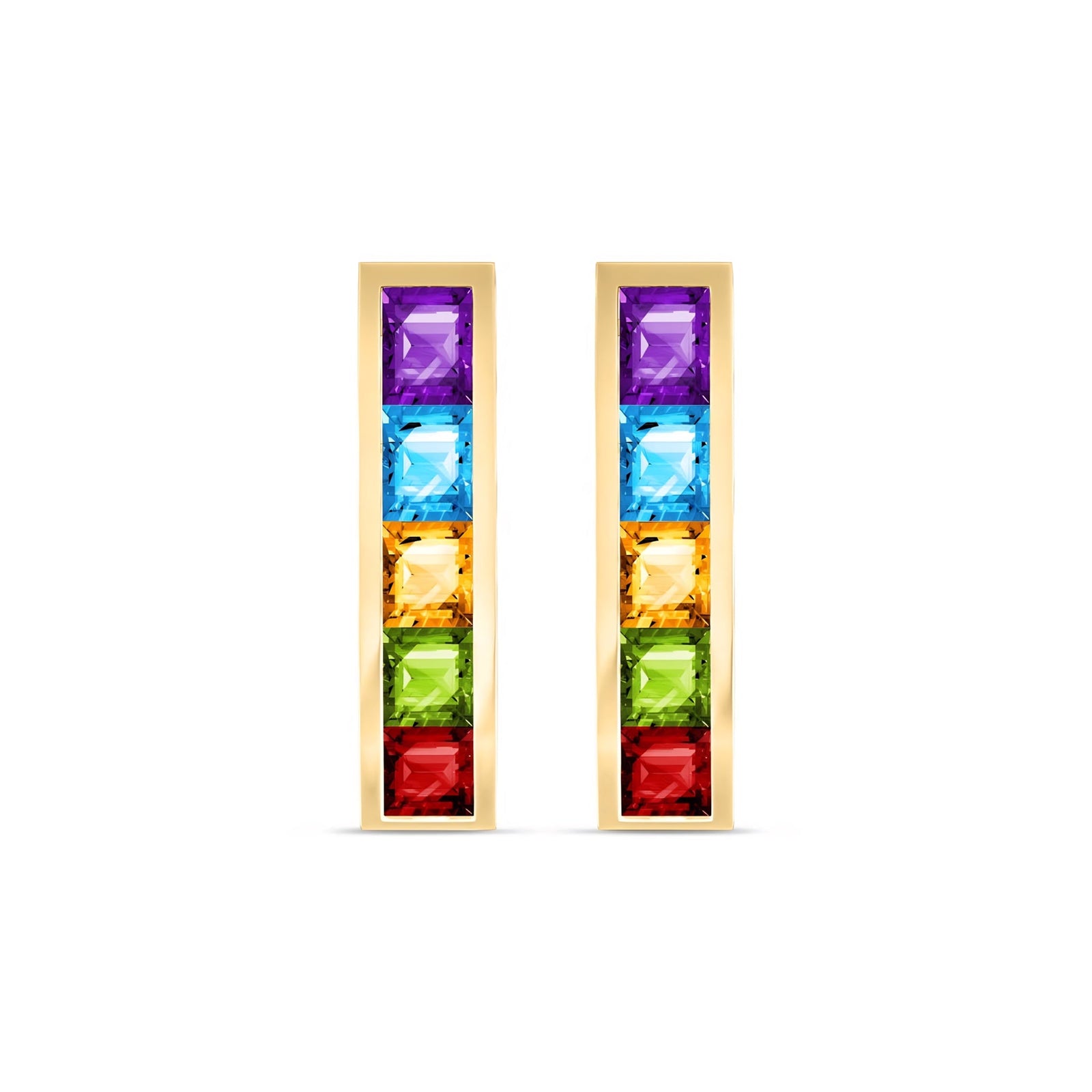Yellow Gold Bloom Earrings Multi-Gemstone 10K — Paola