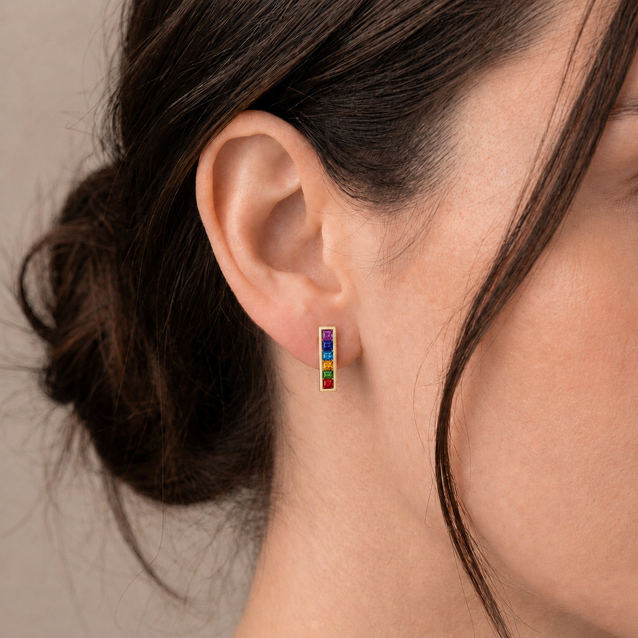Yellow Gold Bloom Earrings Multi-Gemstone 10K — Paola