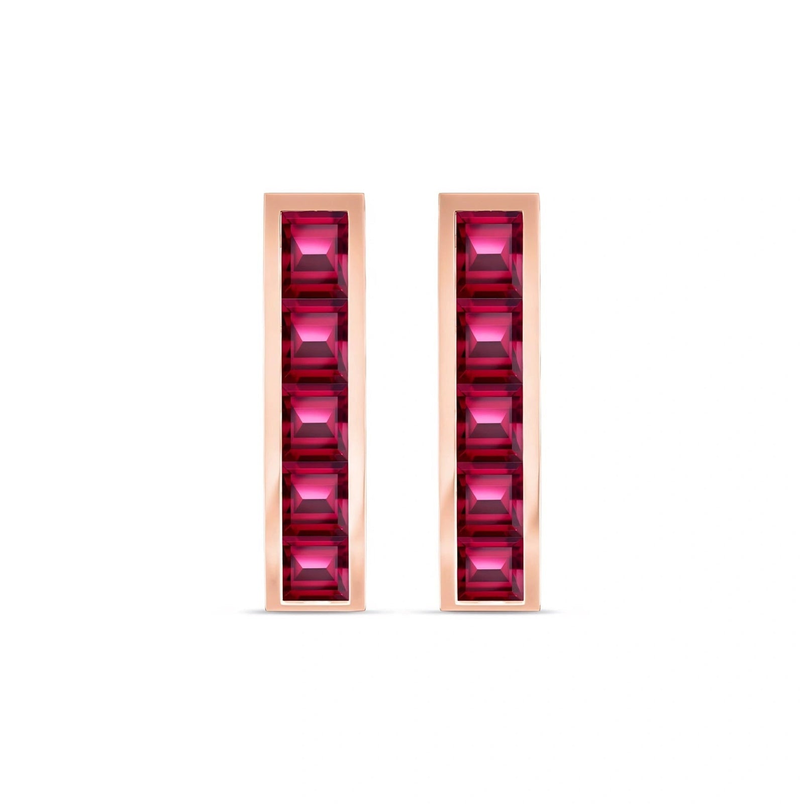 Rose Gold Bloom Earrings Ruby 10K — Paola