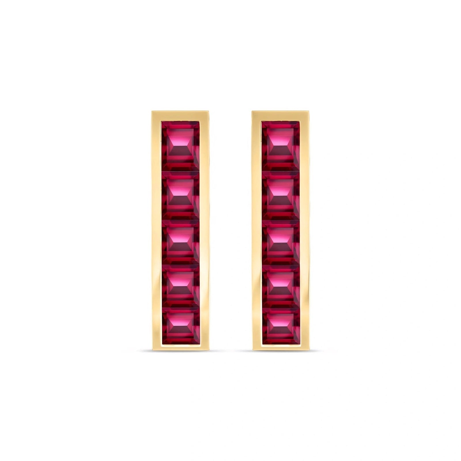 Yellow Gold Bloom Earrings Ruby 10K — Paola