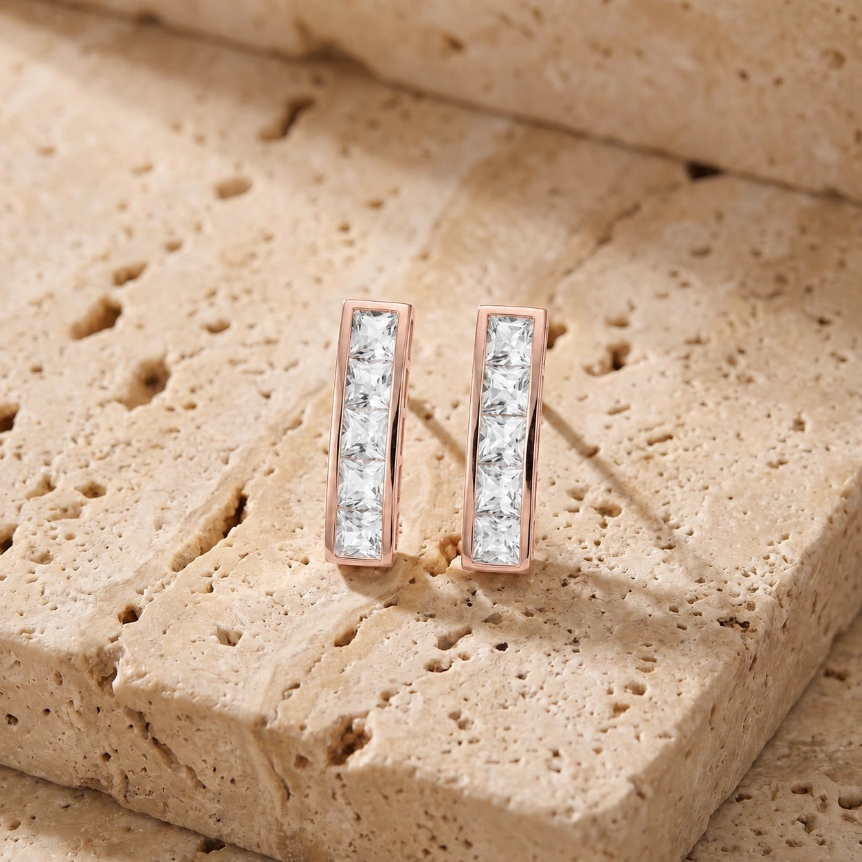 Rose Gold Bloom Earrings White Topaz 10K — Paola