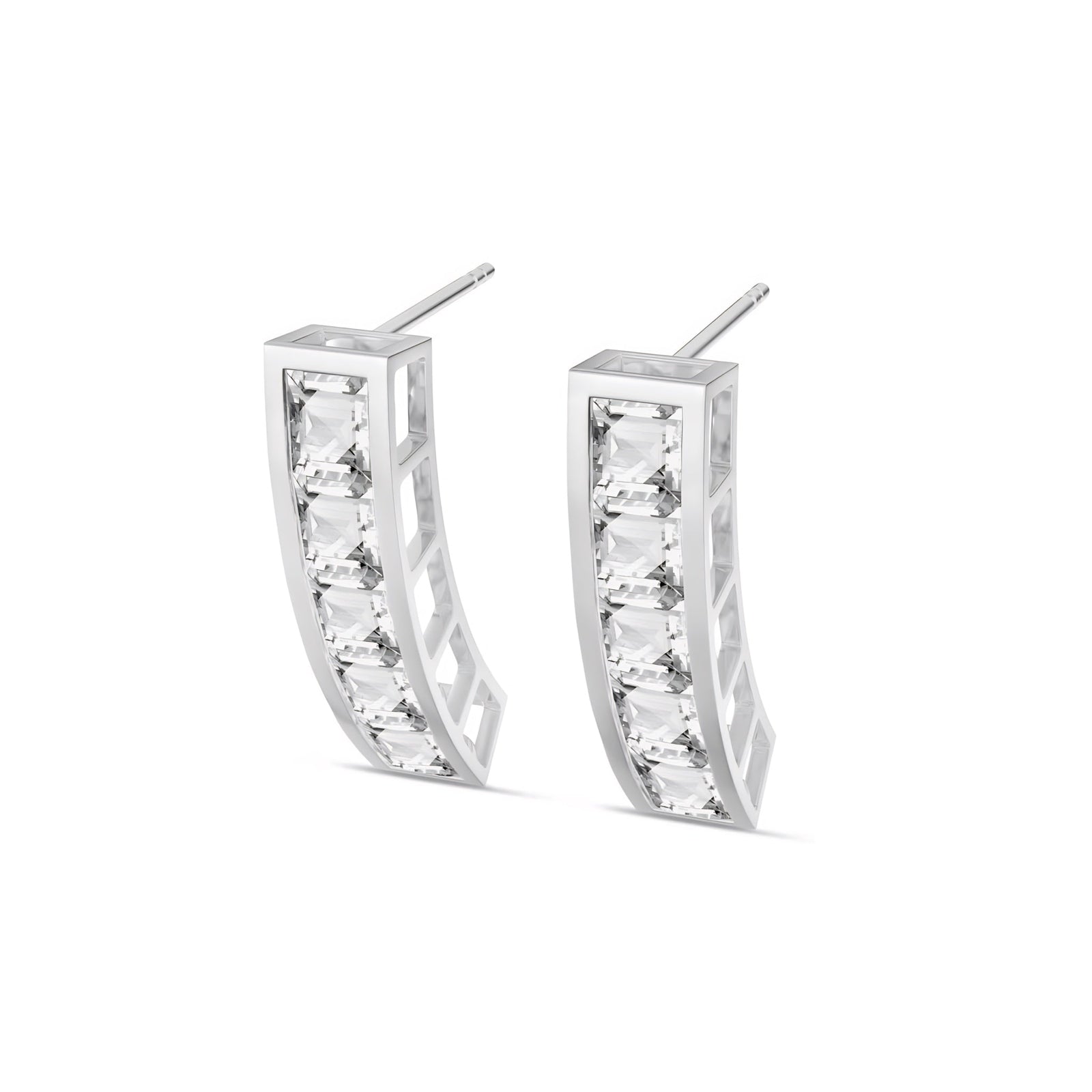 White Gold Bloom Earrings Aquamarine 10K — Paola