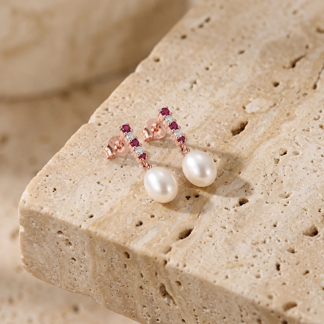 Rose Gold Pearl & Diamond & Ruby — Mariacamelia