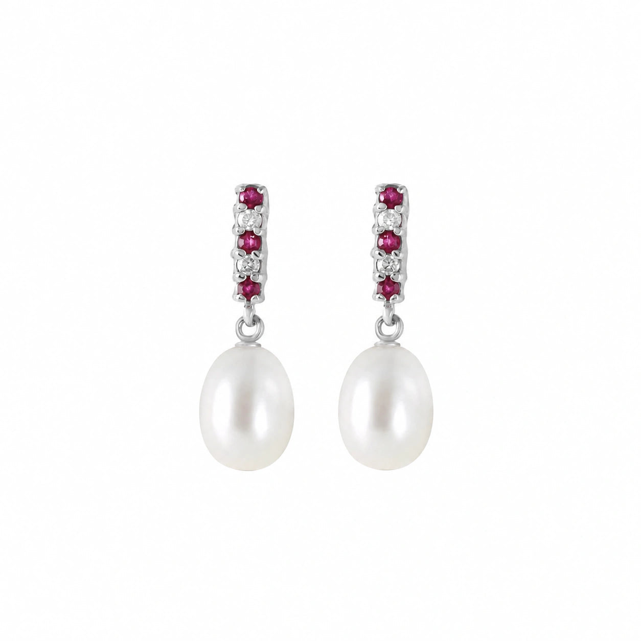 White Gold Pearl & Diamond & Ruby — Mariacamelia
