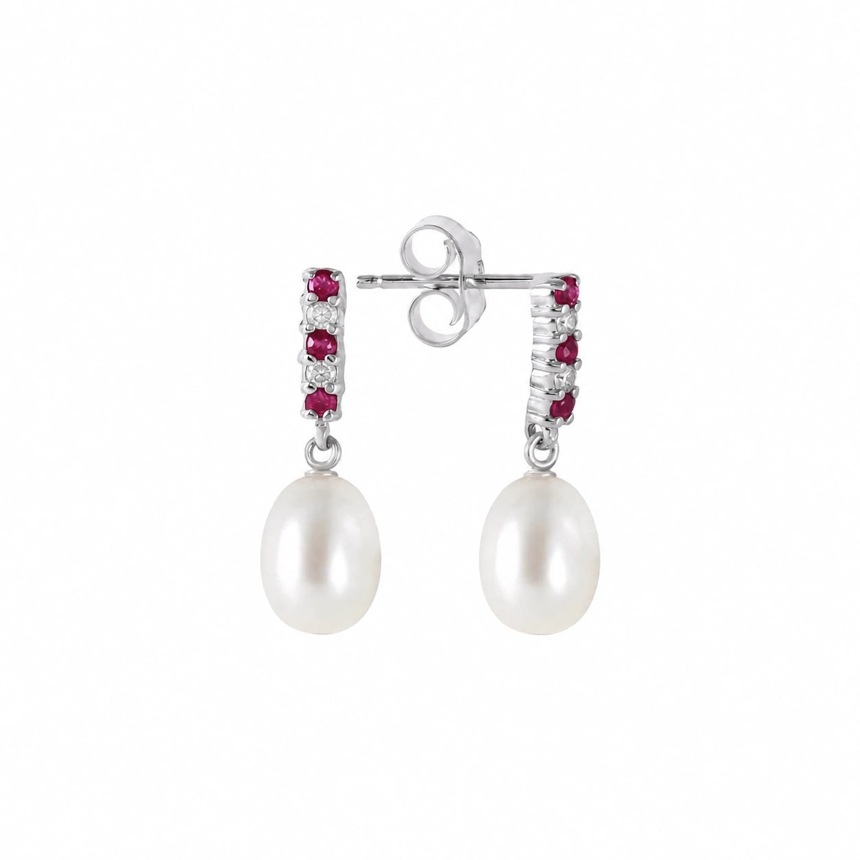 White Gold Pearl & Diamond & Ruby — Mariacamelia