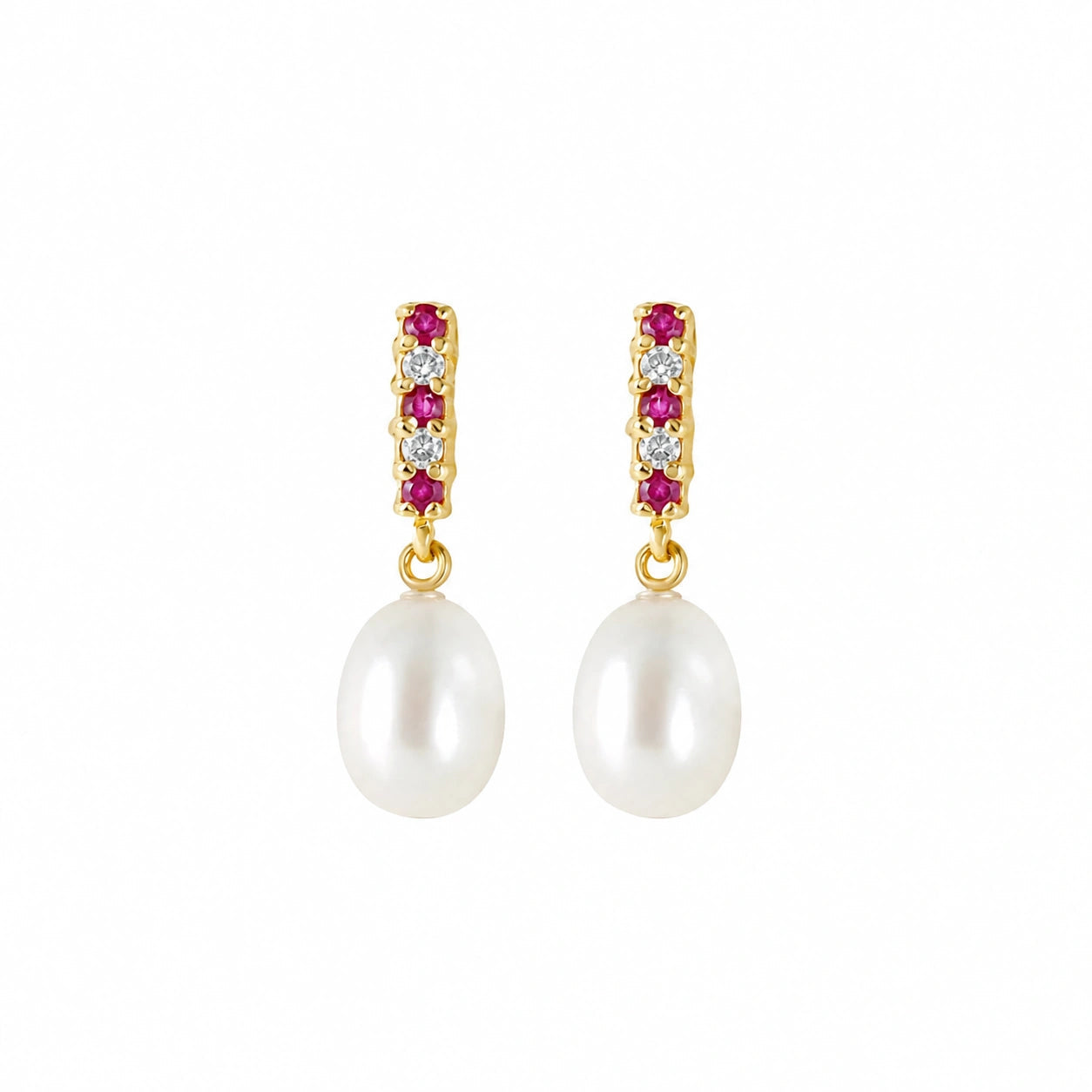 Yellow Gold Pearl & Diamond & Ruby — Mariacamelia