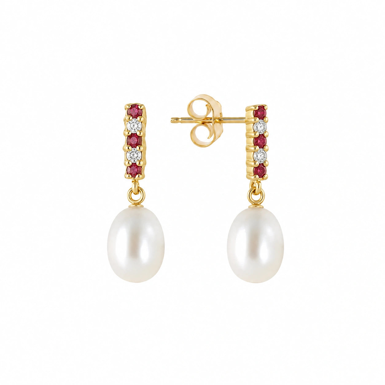Yellow Gold Pearl & Diamond & Ruby — Mariacamelia