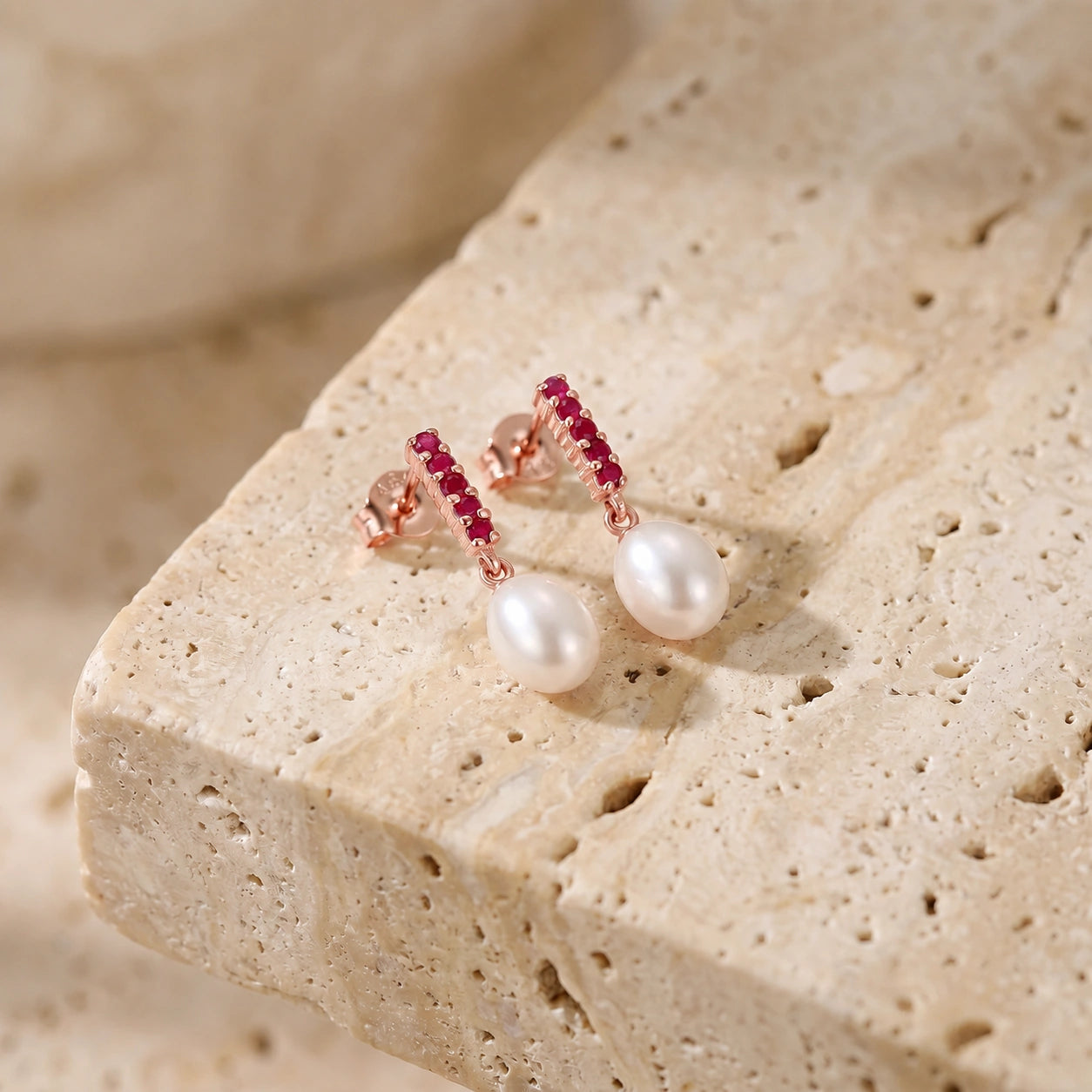 Rose Gold Pearl & Ruby — Mariacamelia