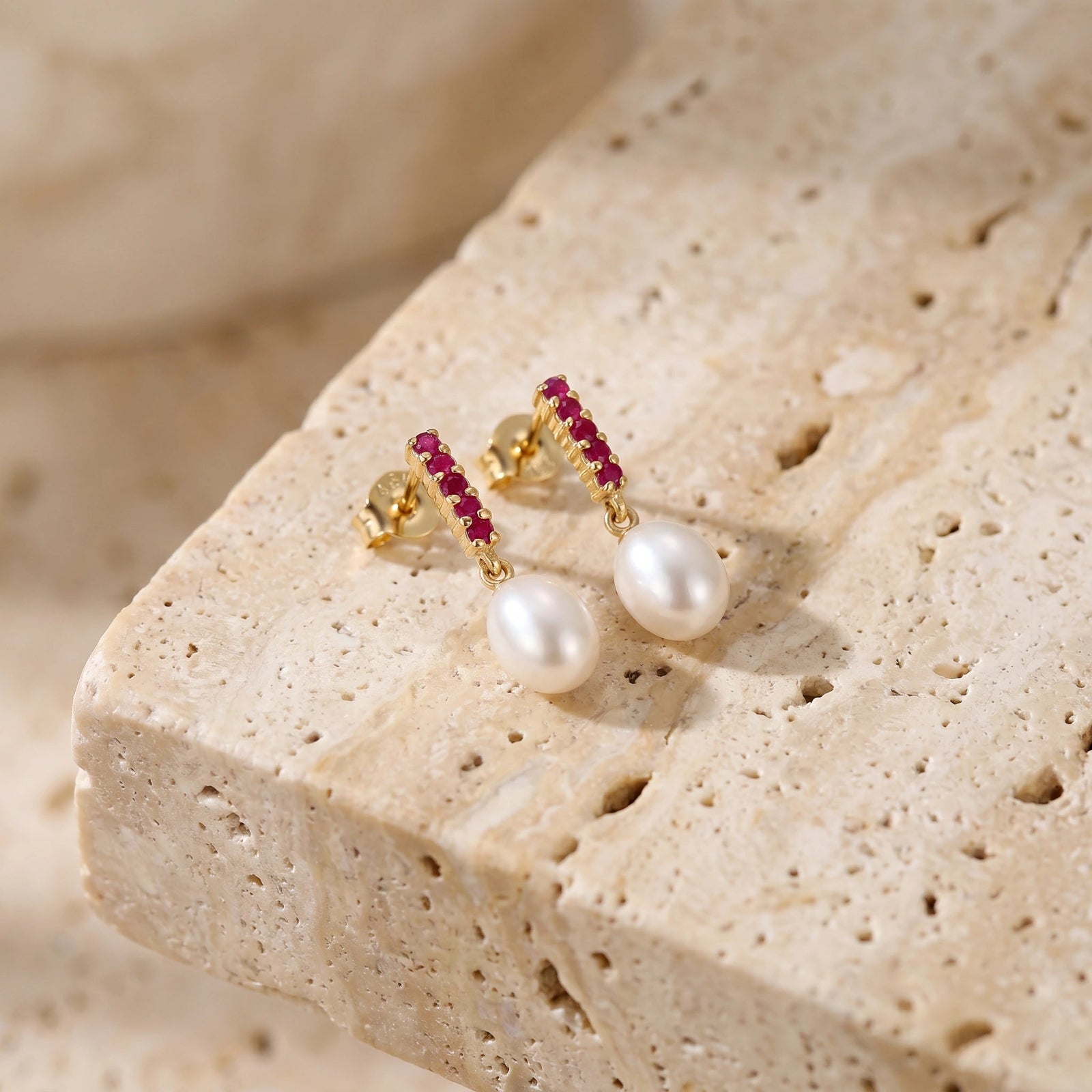 Yellow Gold Pearl & Ruby — Mariacamelia