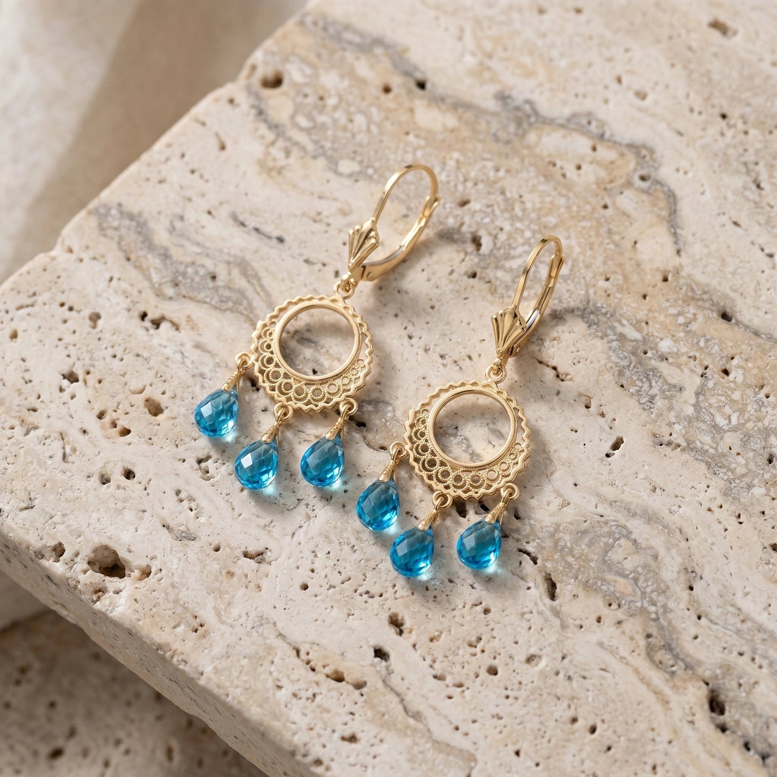 Yellow Gold Blue Topaz — Mariacarina