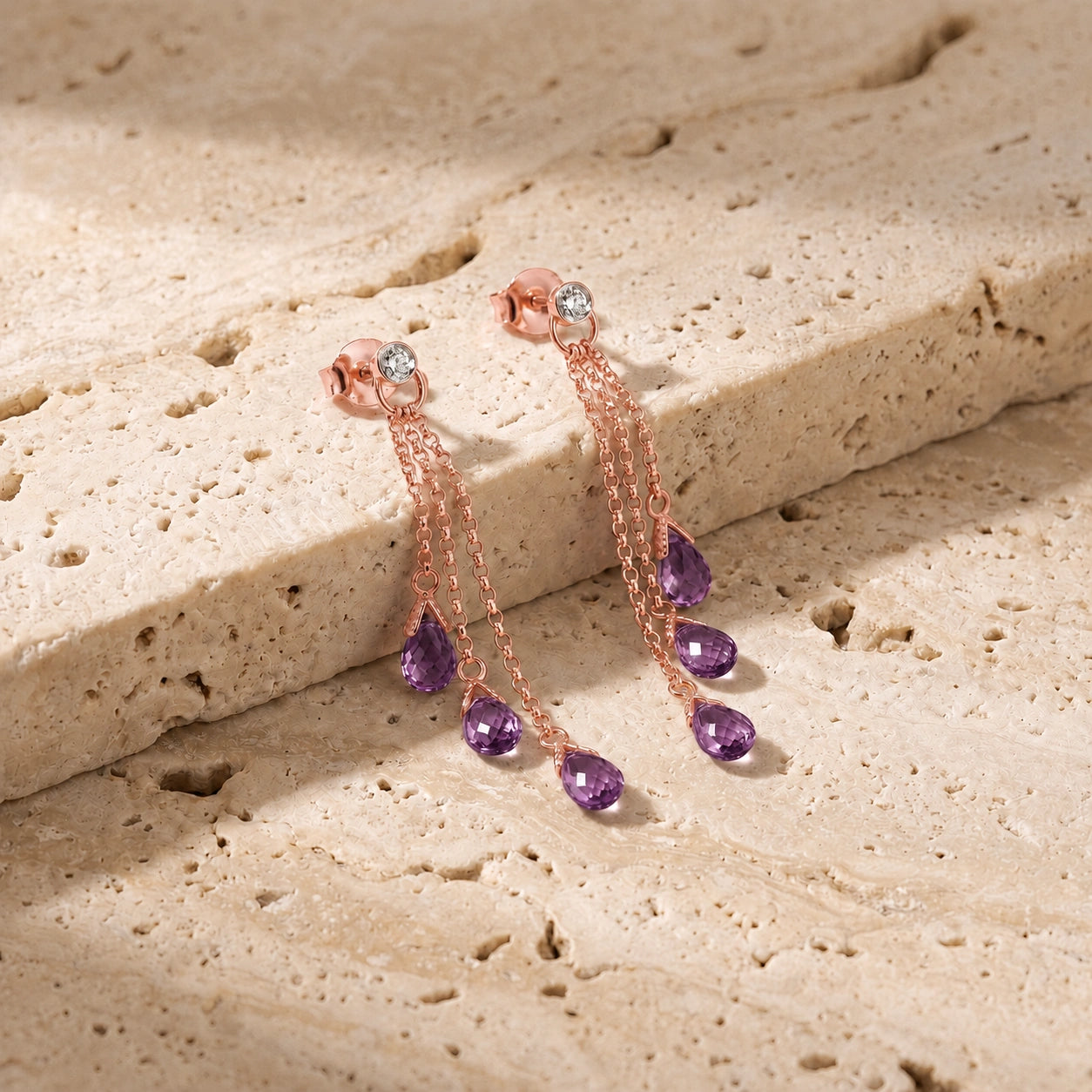 Rose Gold Amethyst & Diamond — Mariacarla