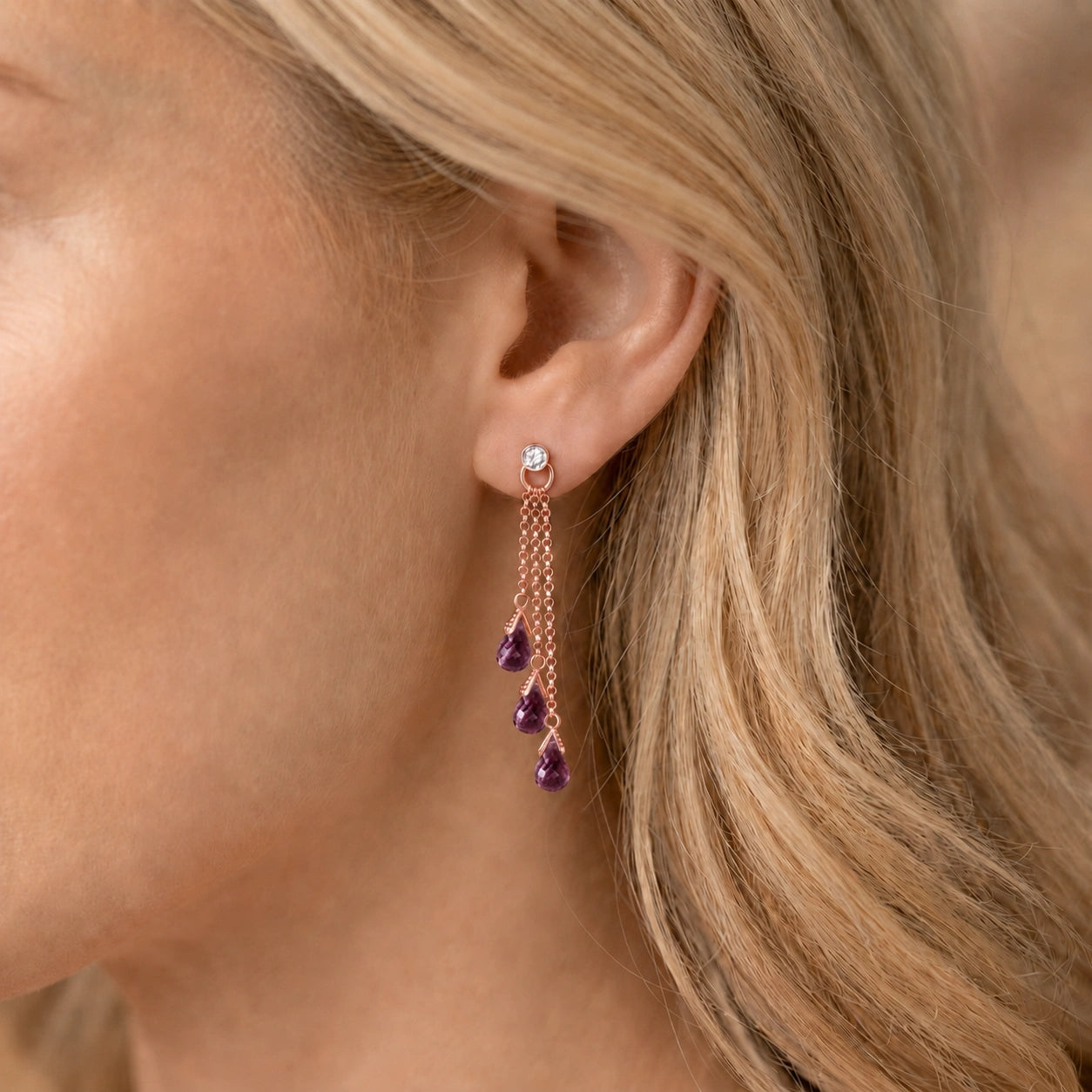 Rose Gold Amethyst & Diamond — Mariacarla