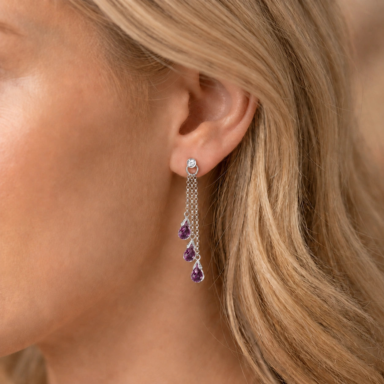 White Gold Amethyst & Diamond — Mariacarla