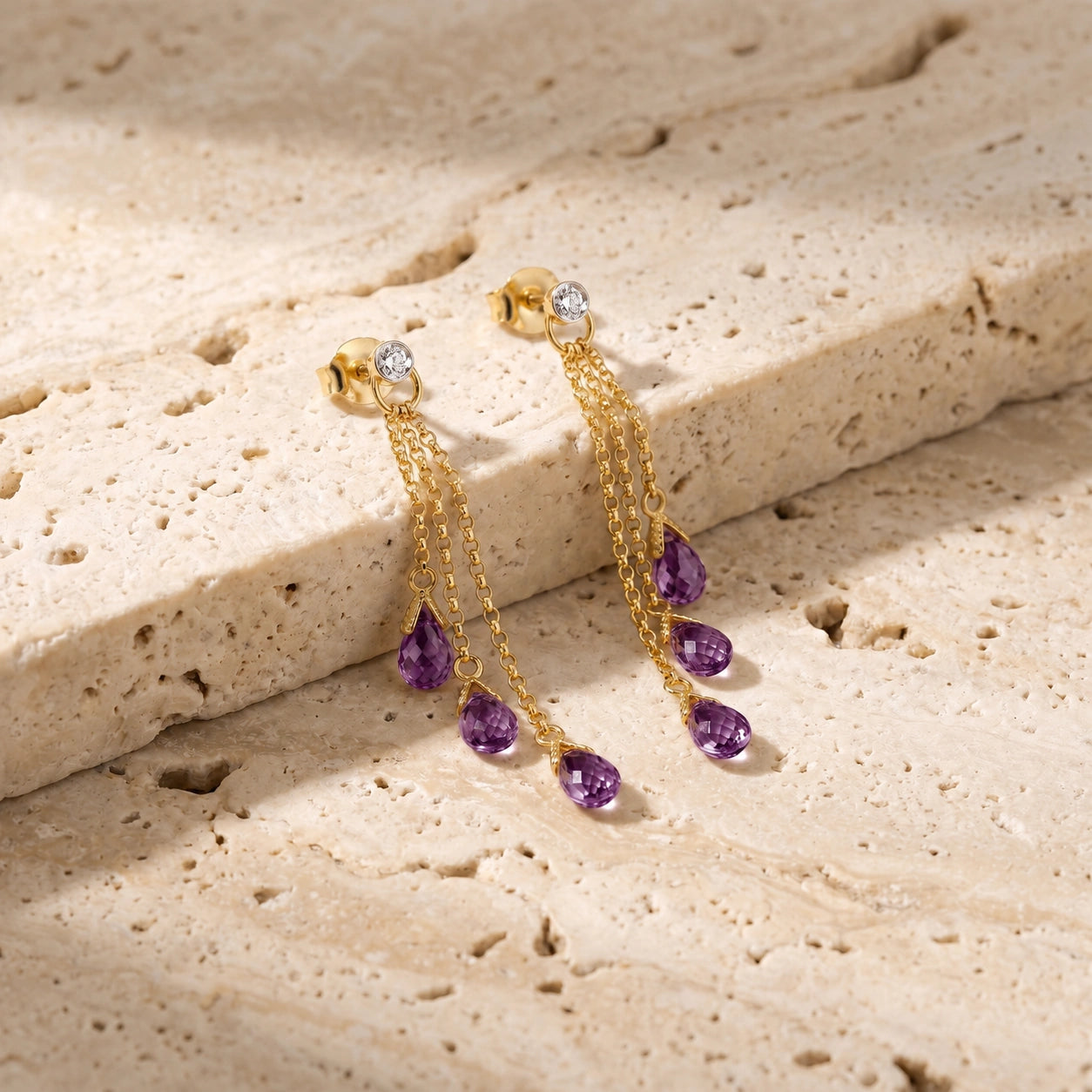 Yellow Gold Amethyst & Diamond — Mariacarla