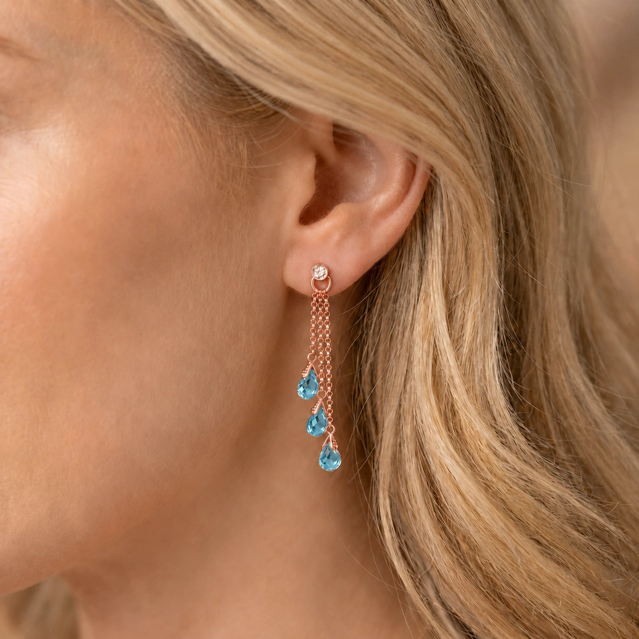 Rose Gold Blue Topaz & Diamond — Mariacarla