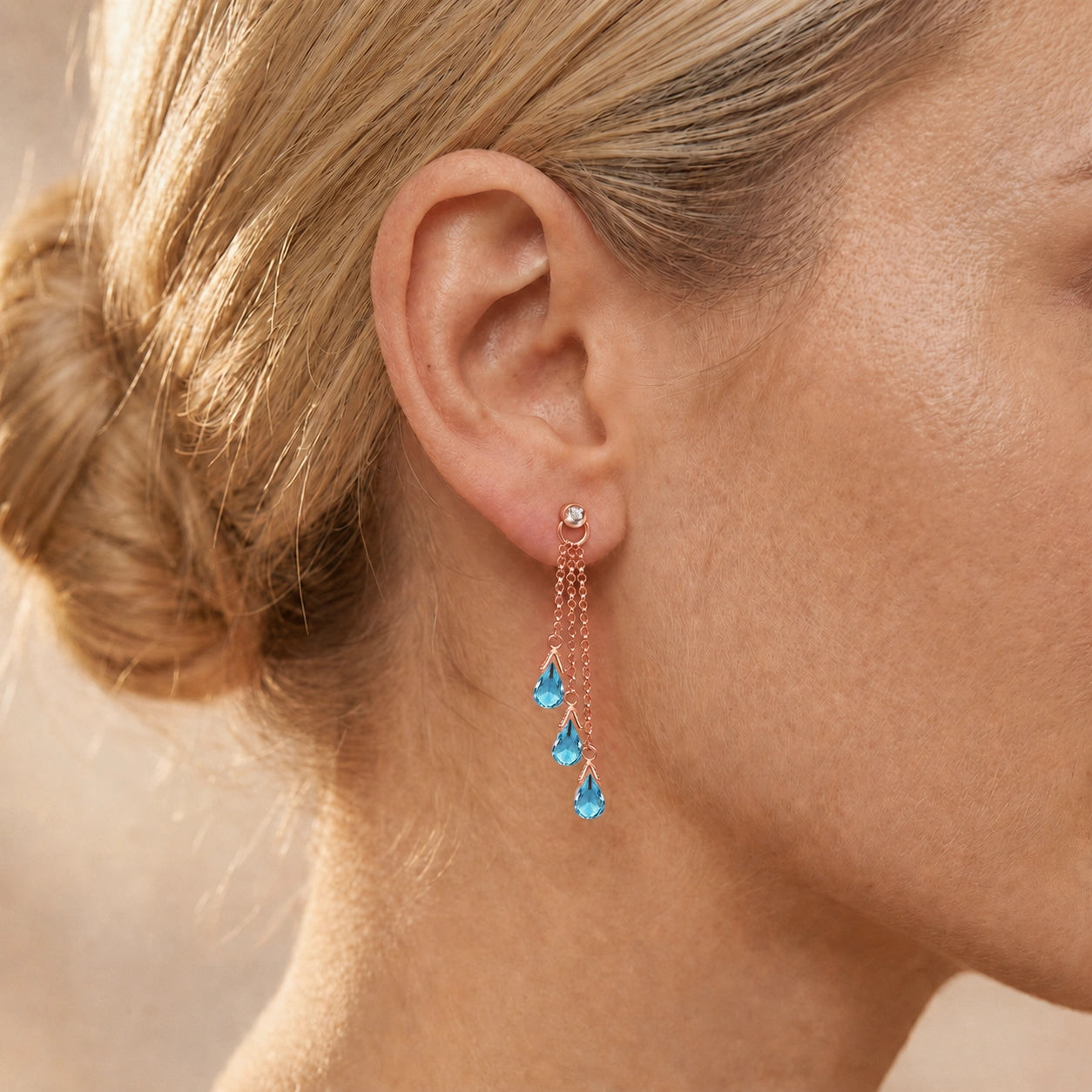 Rose Gold Blue Topaz & Diamond — Mariacarla