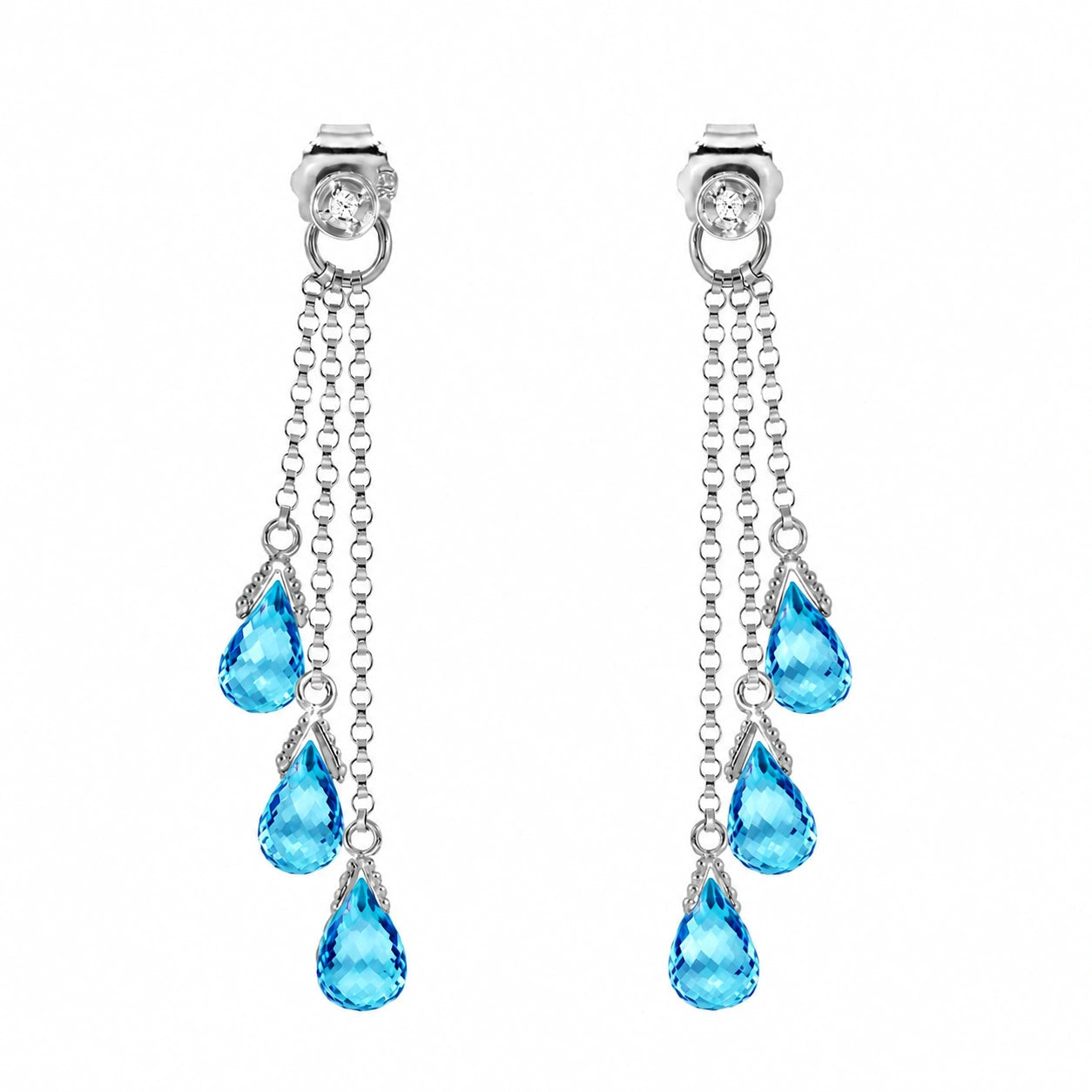 White Gold Blue Topaz & Diamond — Mariacarla
