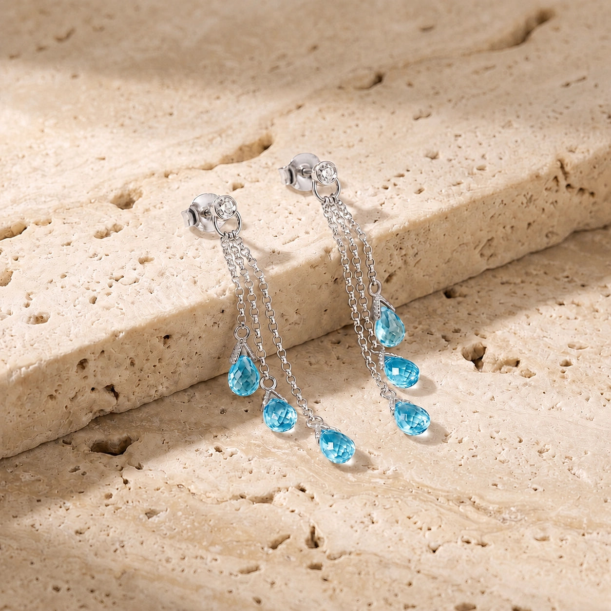 White Gold Blue Topaz & Diamond — Mariacarla