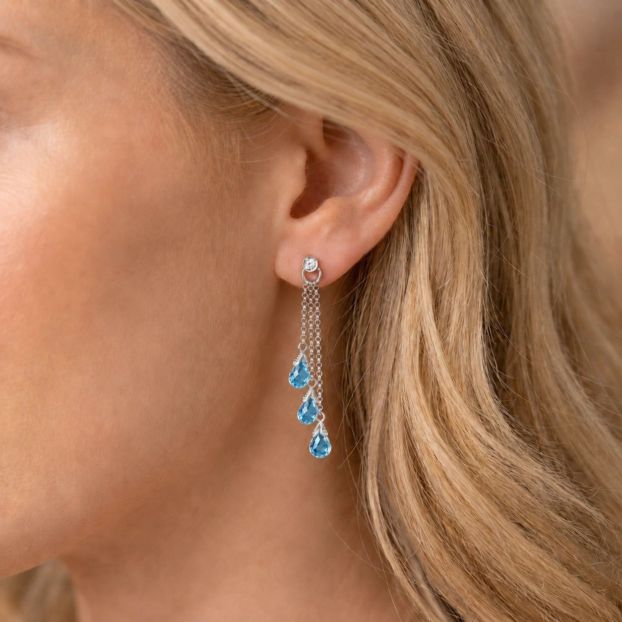 White Gold Blue Topaz & Diamond — Mariacarla