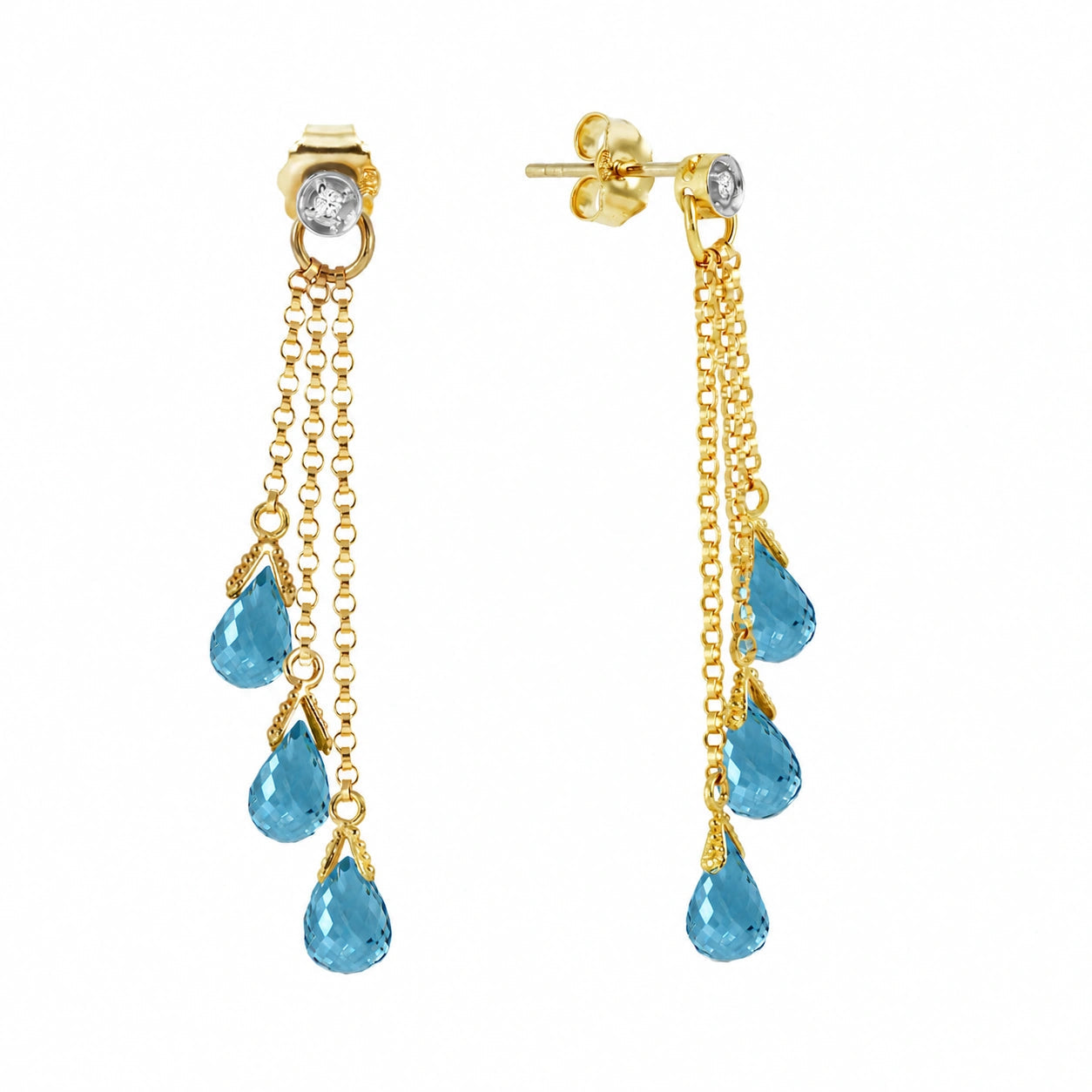 Yellow Gold Blue Topaz & Diamond — Mariacarla
