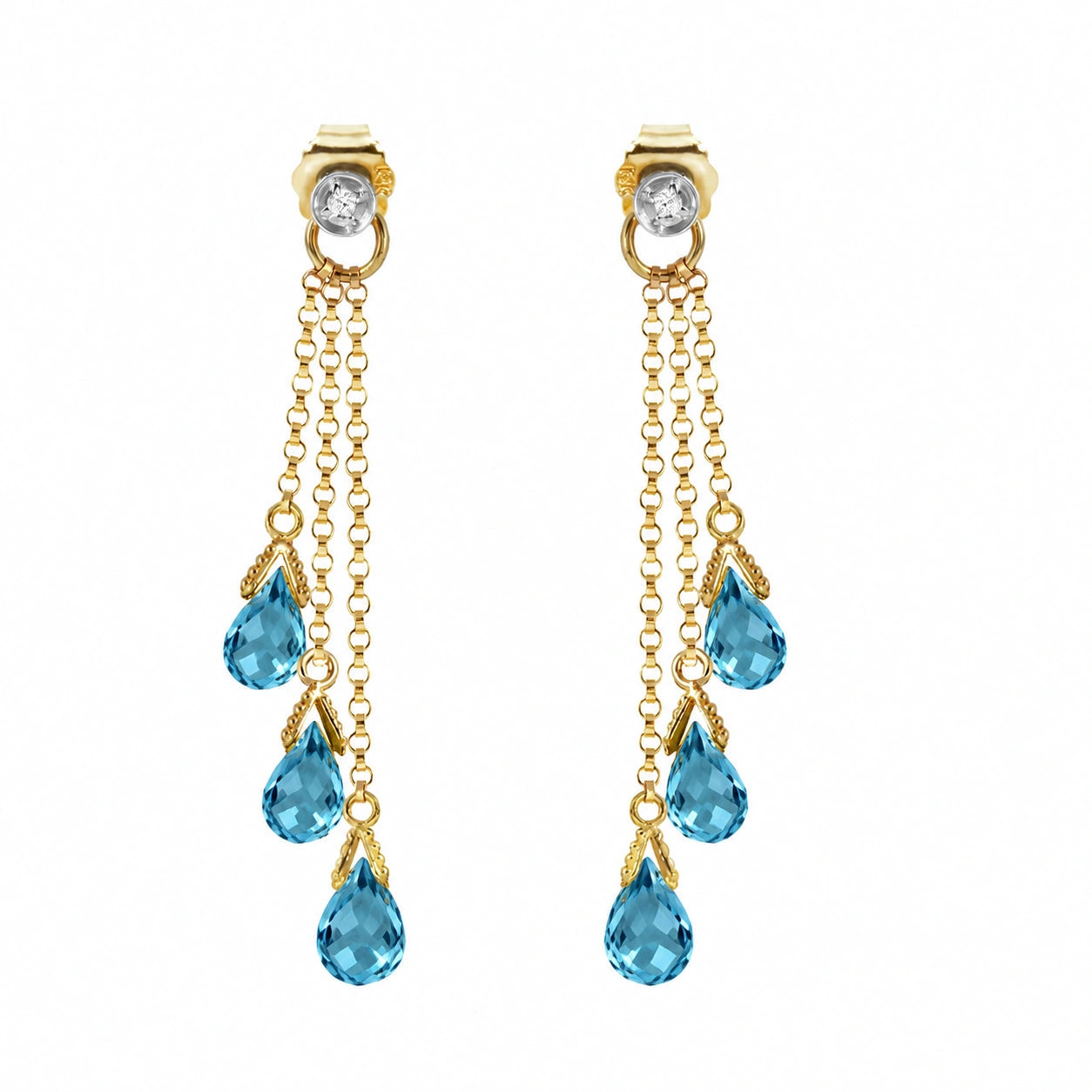 Yellow Gold Blue Topaz & Diamond — Mariacarla