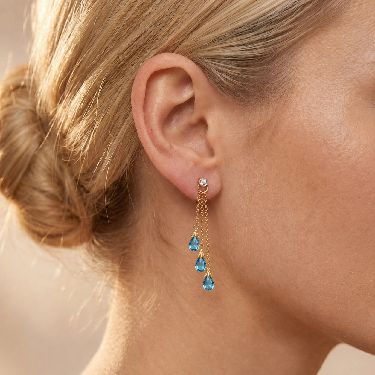 Yellow Gold Blue Topaz & Diamond — Mariacarla