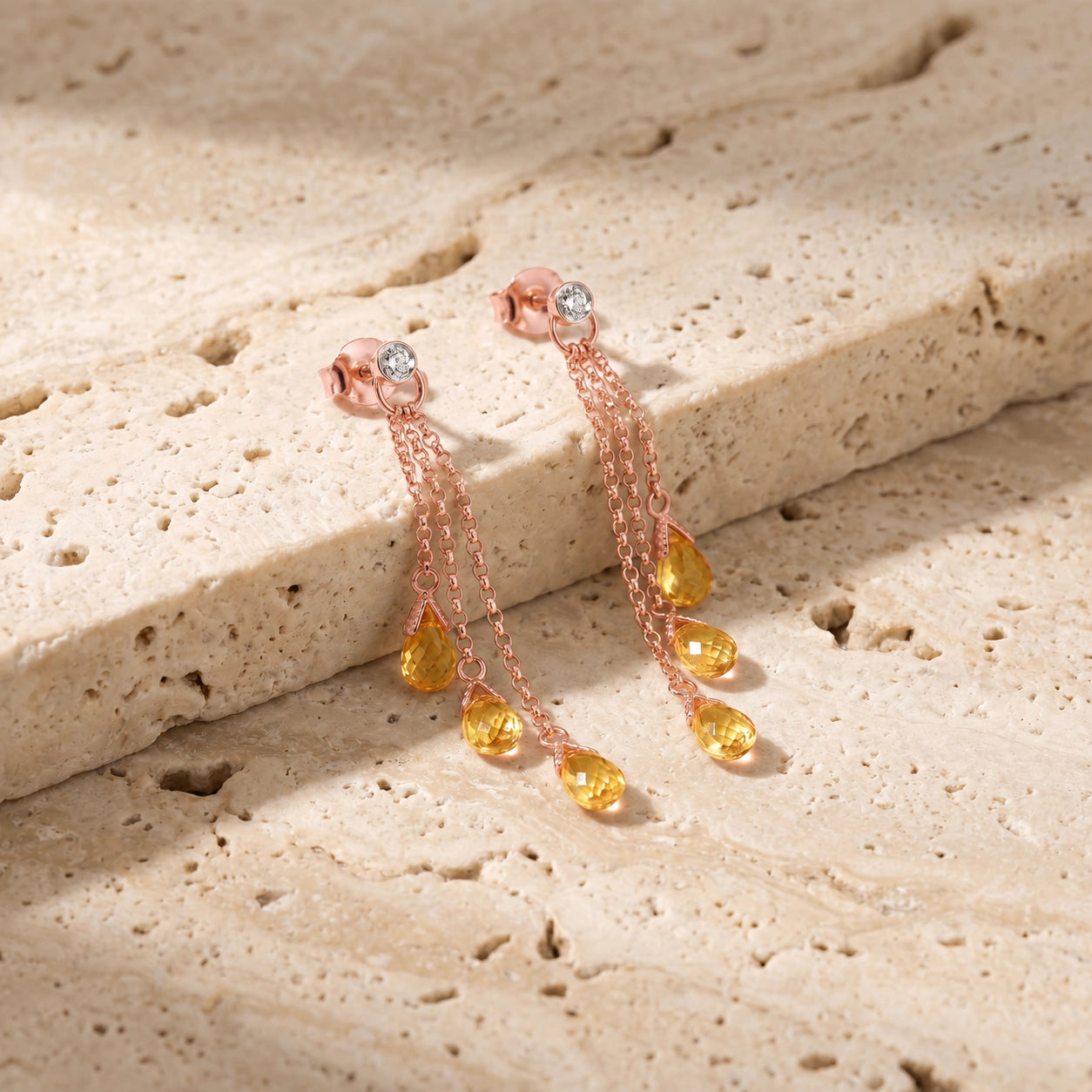 Rose Gold Citrine & Diamond — Mariacarla