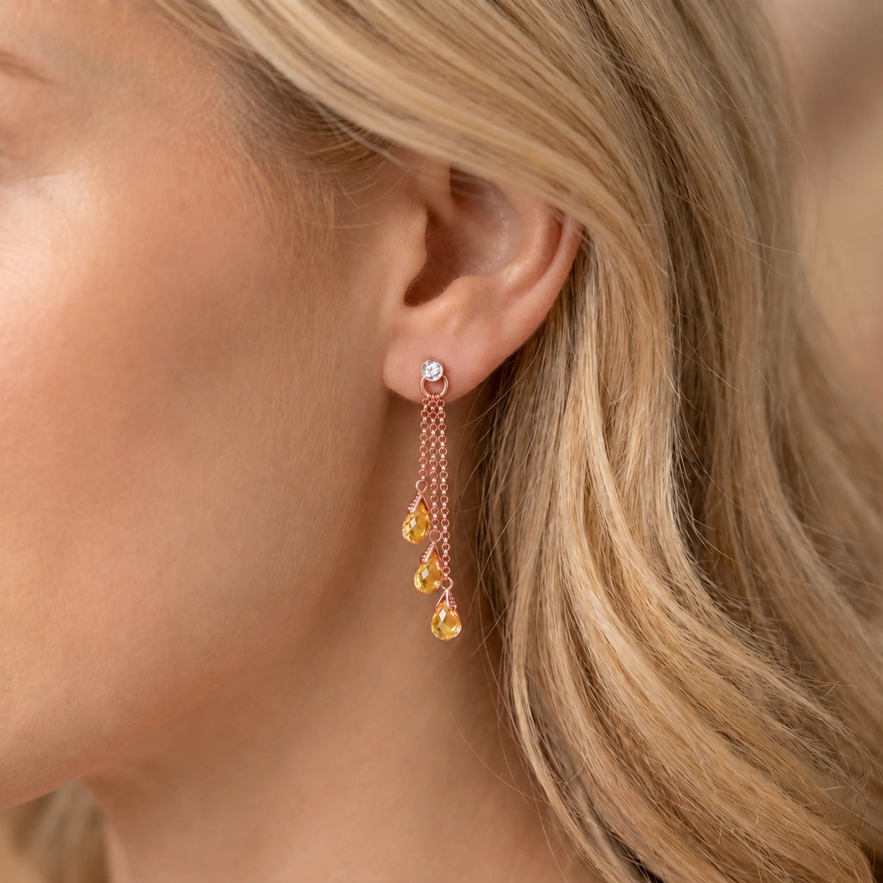 Rose Gold Citrine & Diamond — Mariacarla