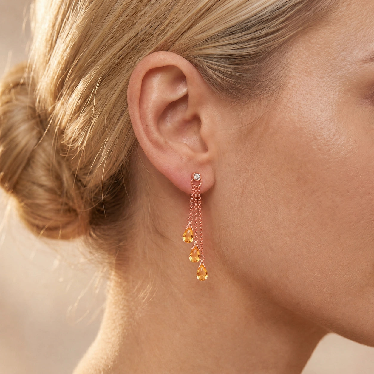 Rose Gold Citrine & Diamond — Mariacarla