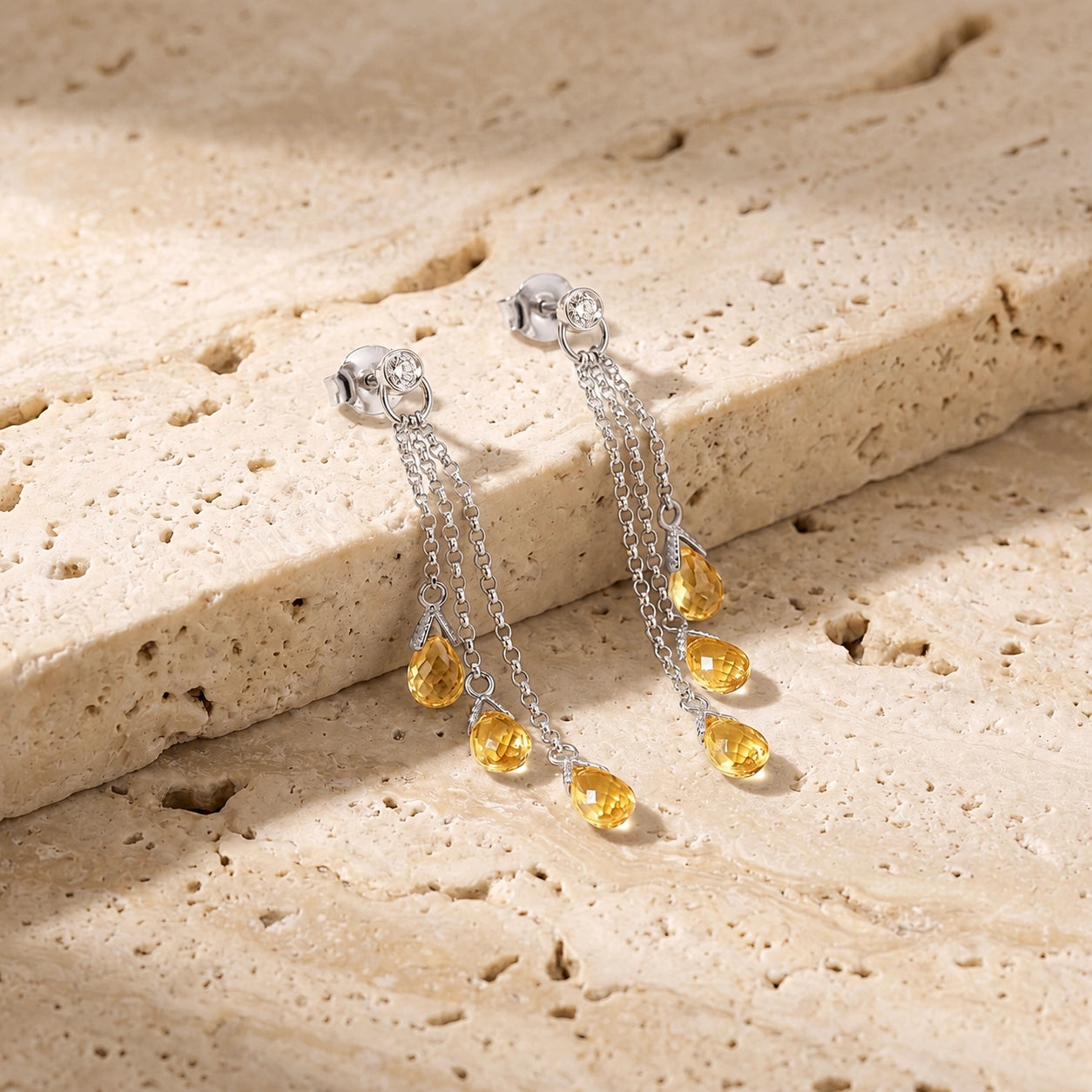 White Gold Citrine & Diamond — Mariacarla