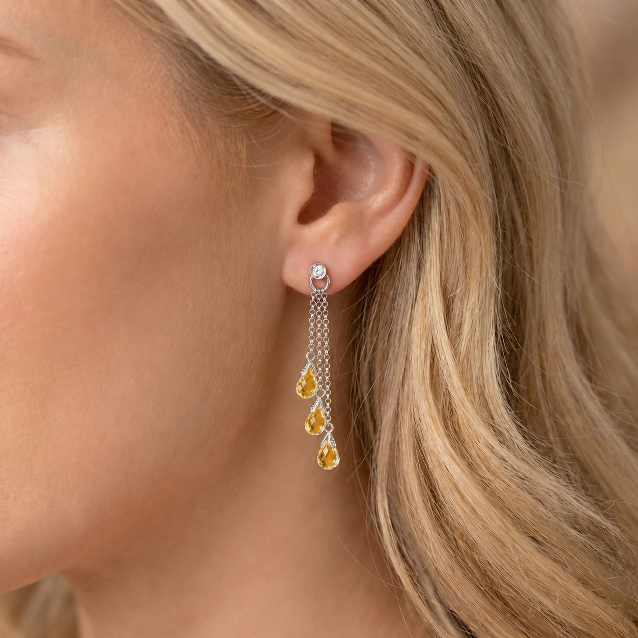 White Gold Citrine & Diamond — Mariacarla