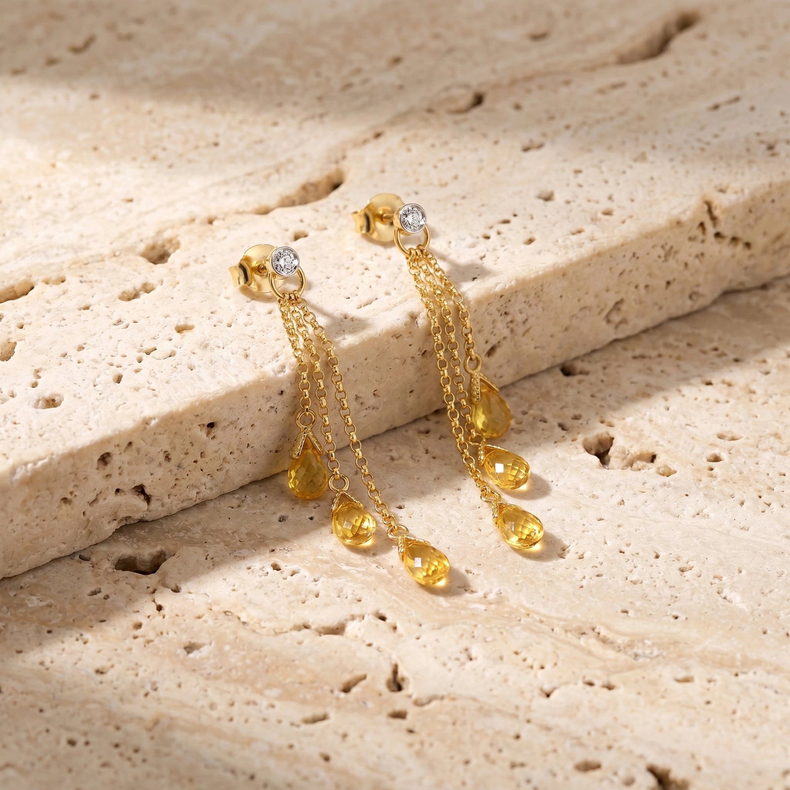 Yellow Gold Citrine & Diamond — Mariacarla
