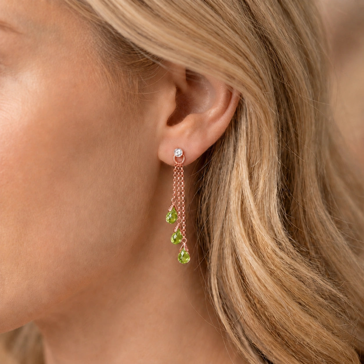 Rose Gold Peridot & Diamond — Mariacarla