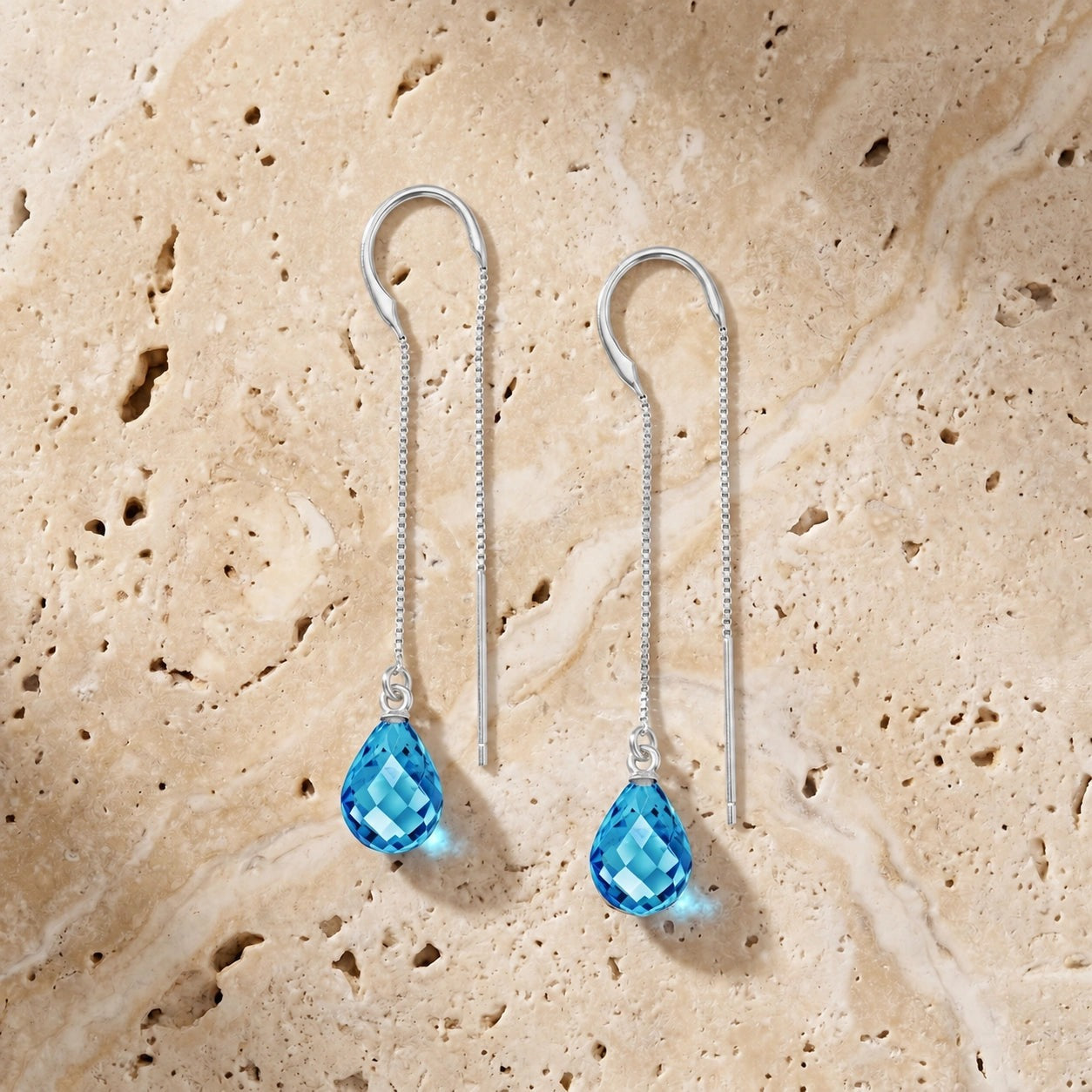 White Gold Earrings Blue Topaz 10K — Egle