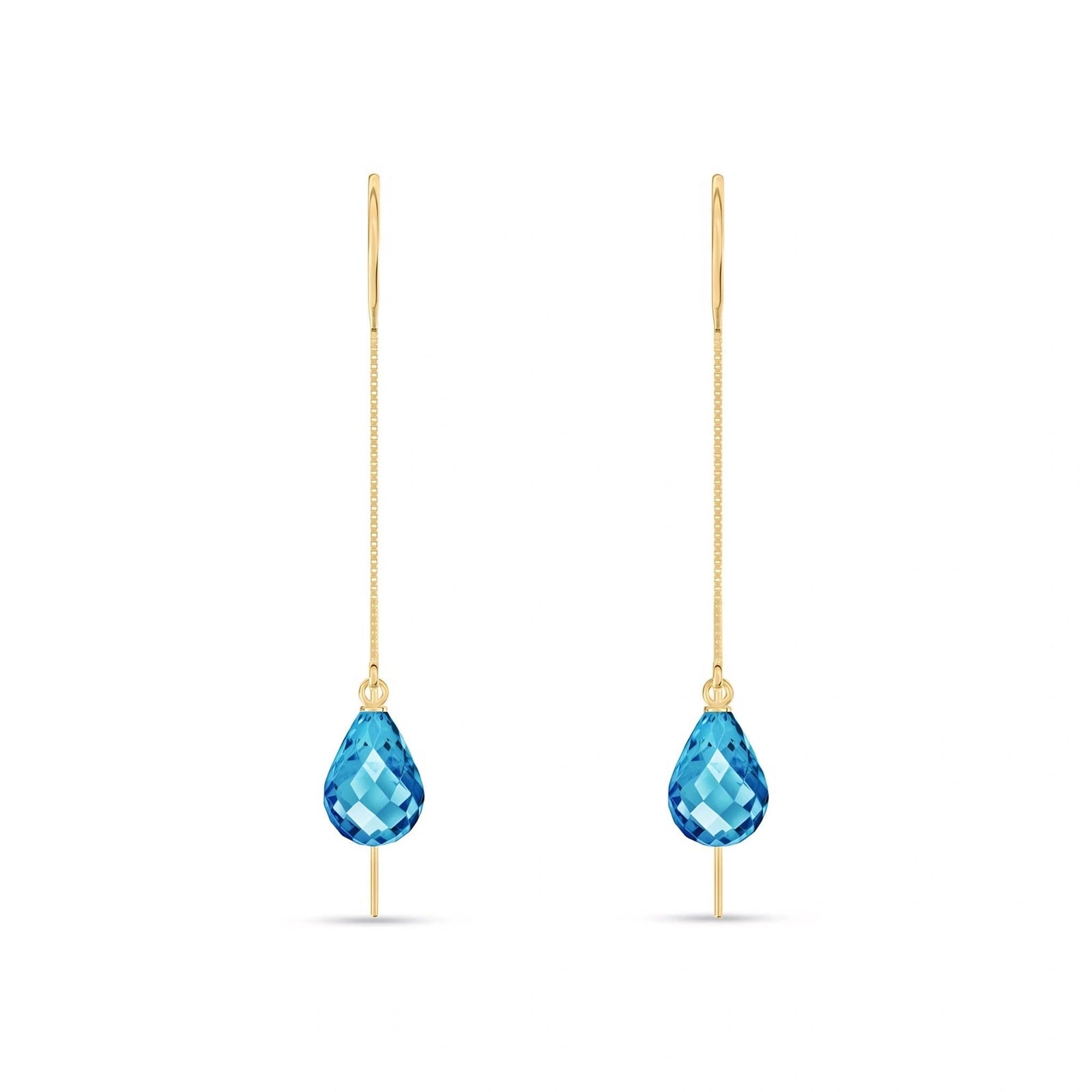 Yellow Gold Earrings Blue Topaz 10K — Egle